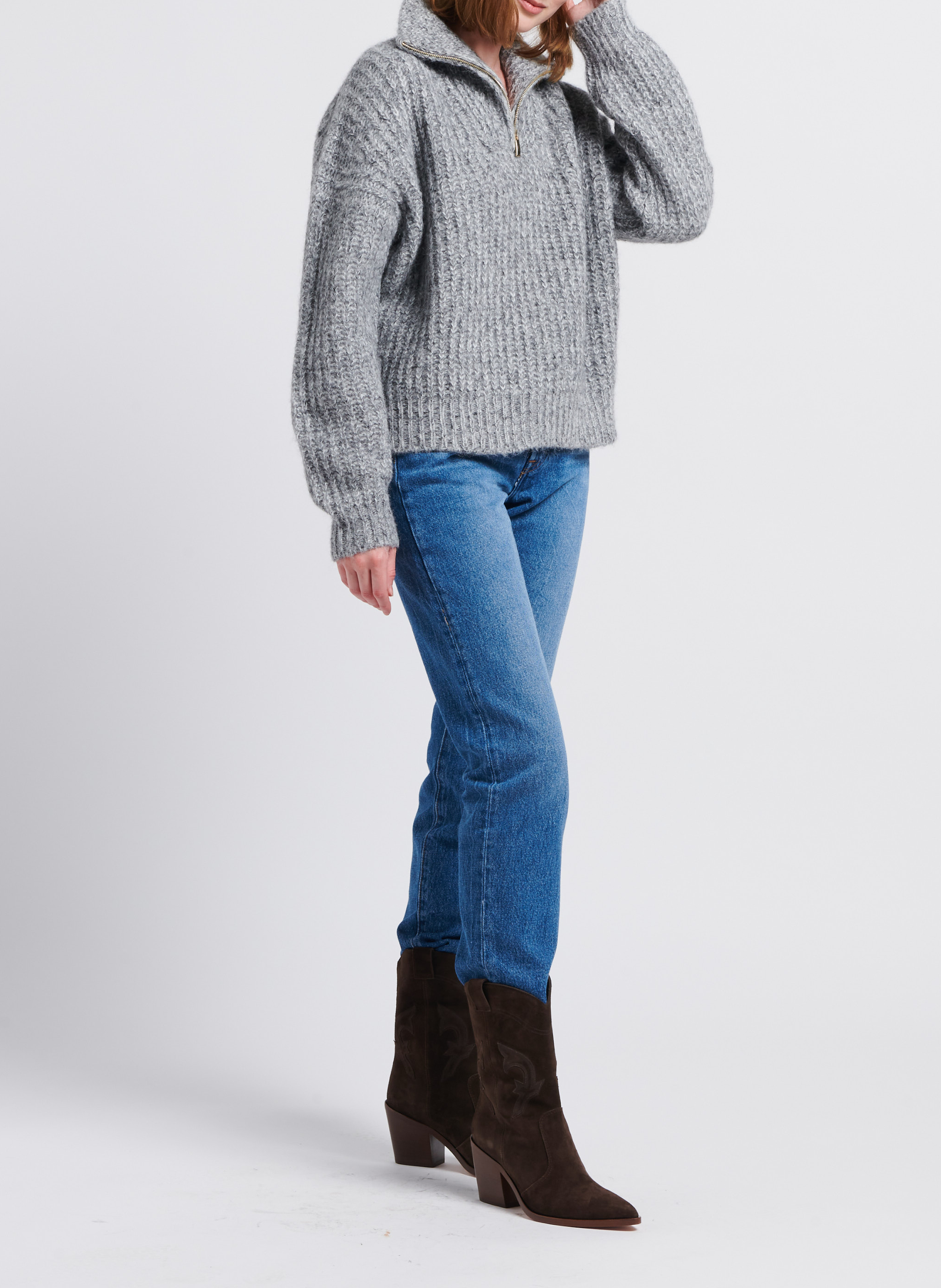 Pull col montant en laine mélangée BA&SH Noir