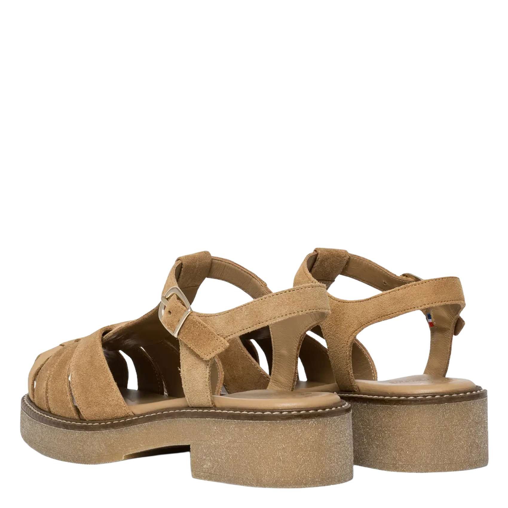 Strappy suede sandals BOCAGE Brown