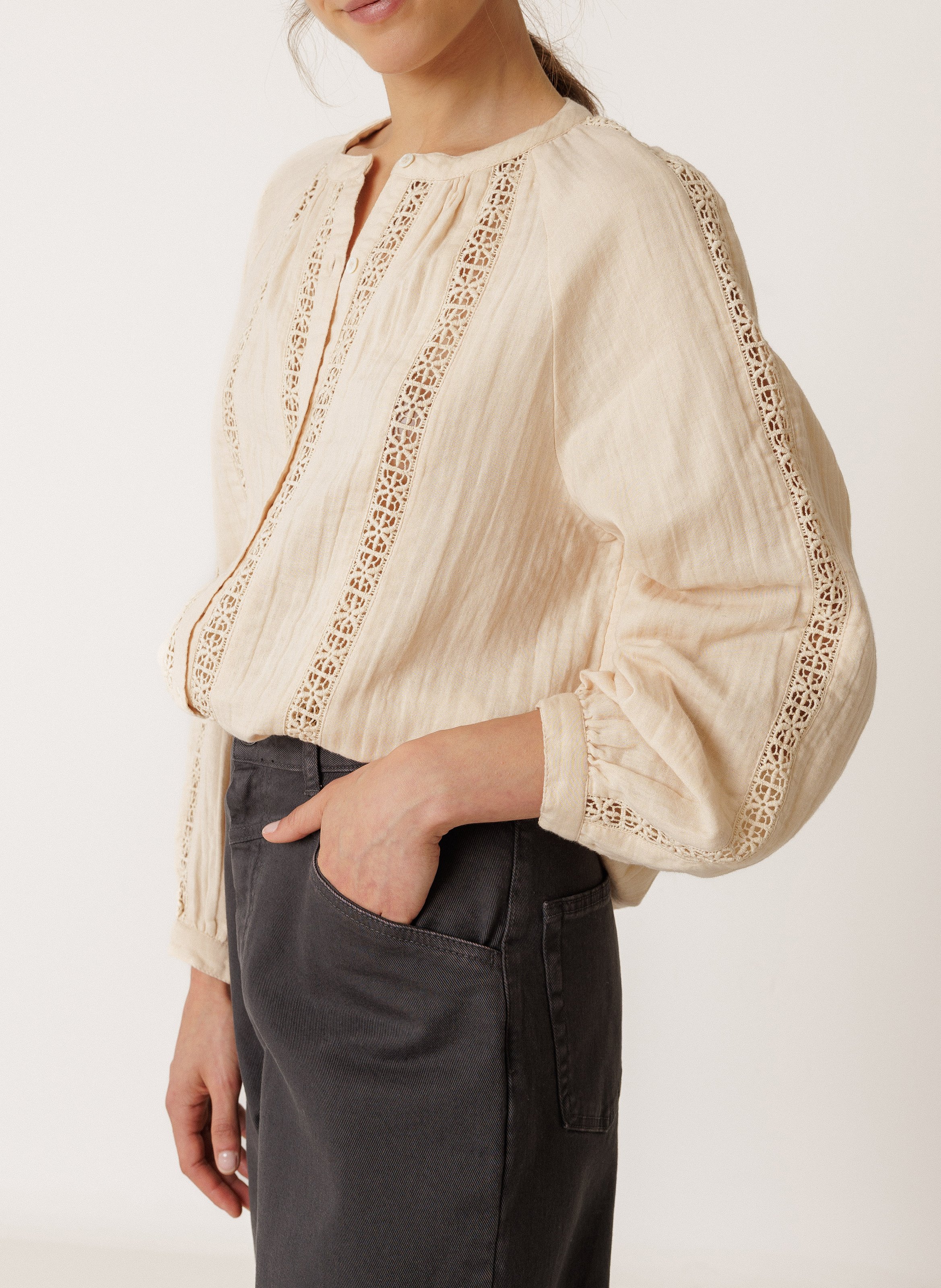 Organic Cotton Lace Blouse INDI & COLD Pink