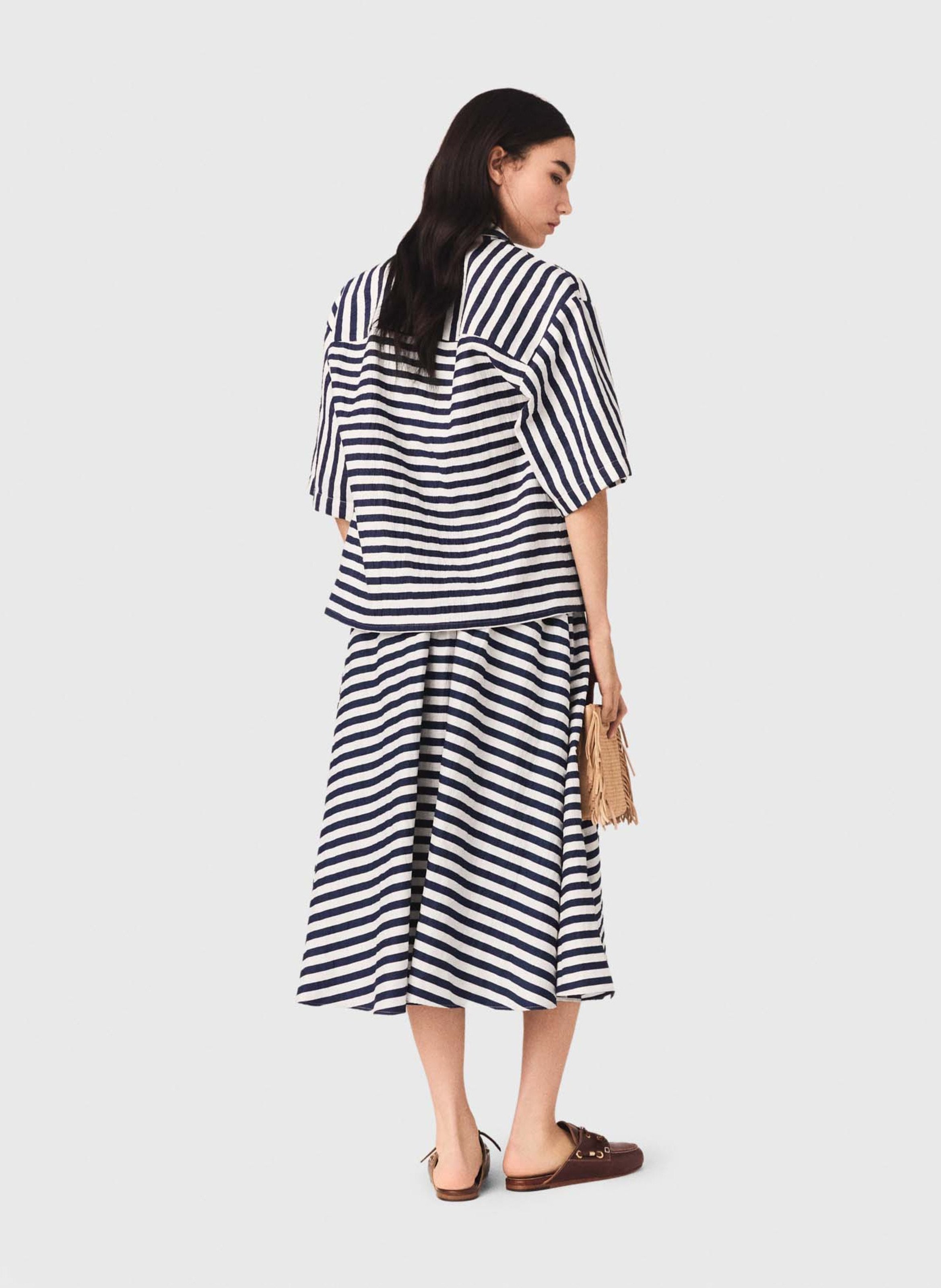 Striped flared midi skirt MAJE White