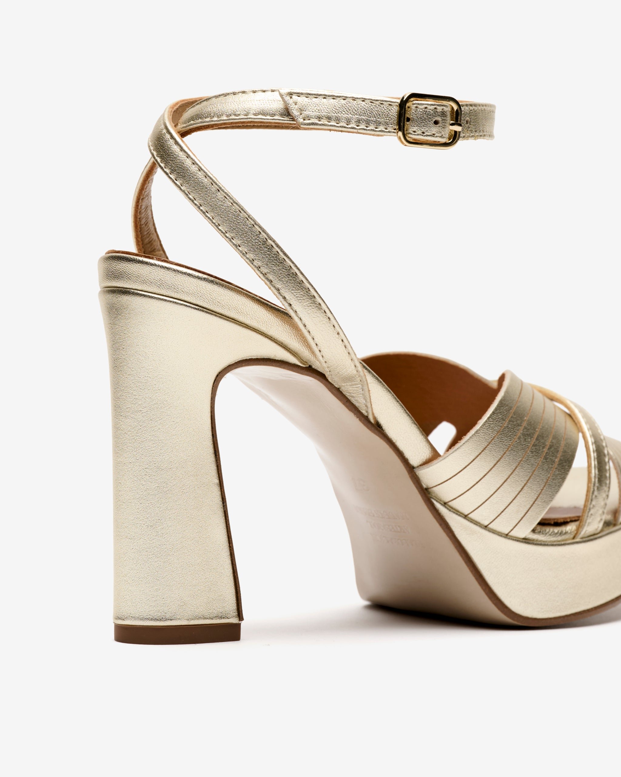 Sandals in metallic platinum leather. PEDRO MIRALLES Golden