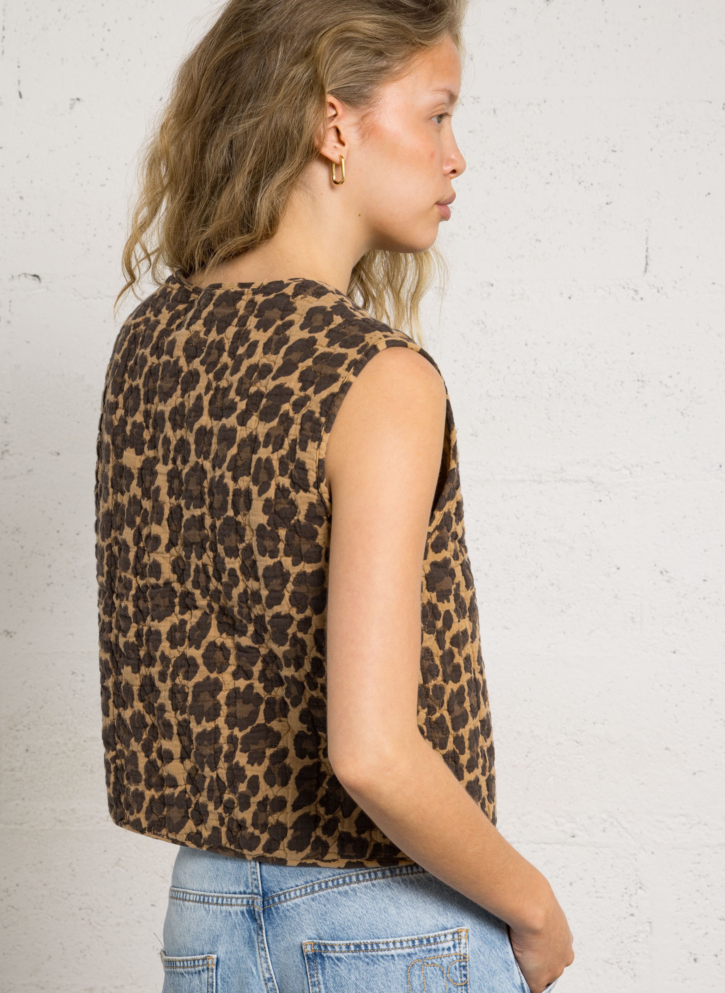 Round-neck printed jacket LE TEMPS DES CERISES Blue