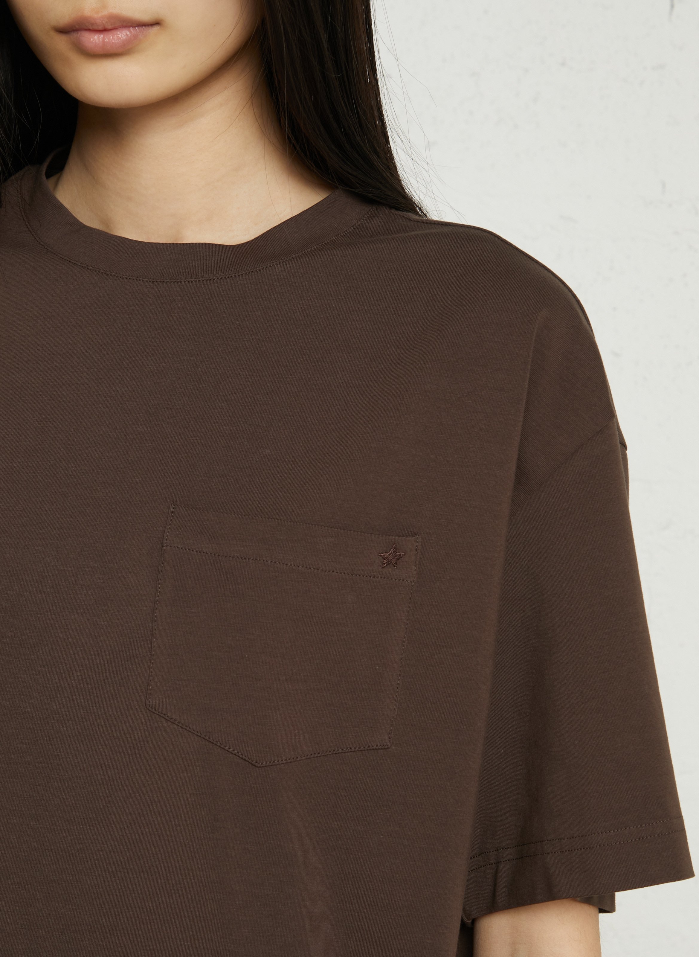 Tee-shirt boxy oversize col rond en coton mélangé LA PETITE ETOILE Marron