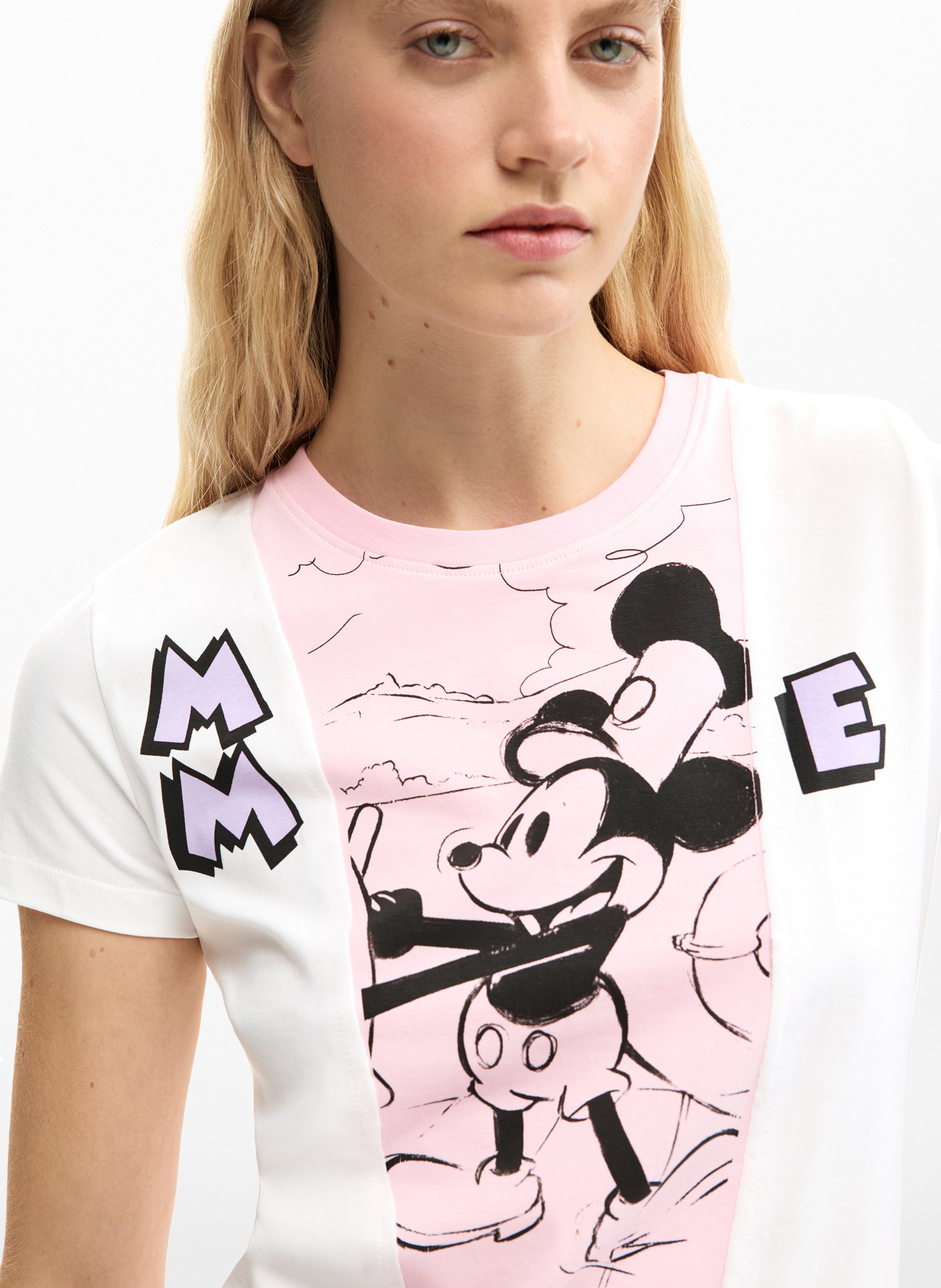 Recht T-shirt met ronde hals en print DESIGUAL Wit