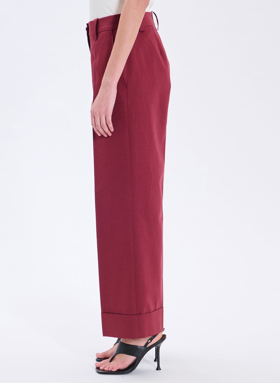 Pantalon droit taille haute uni ZAPA Rouge