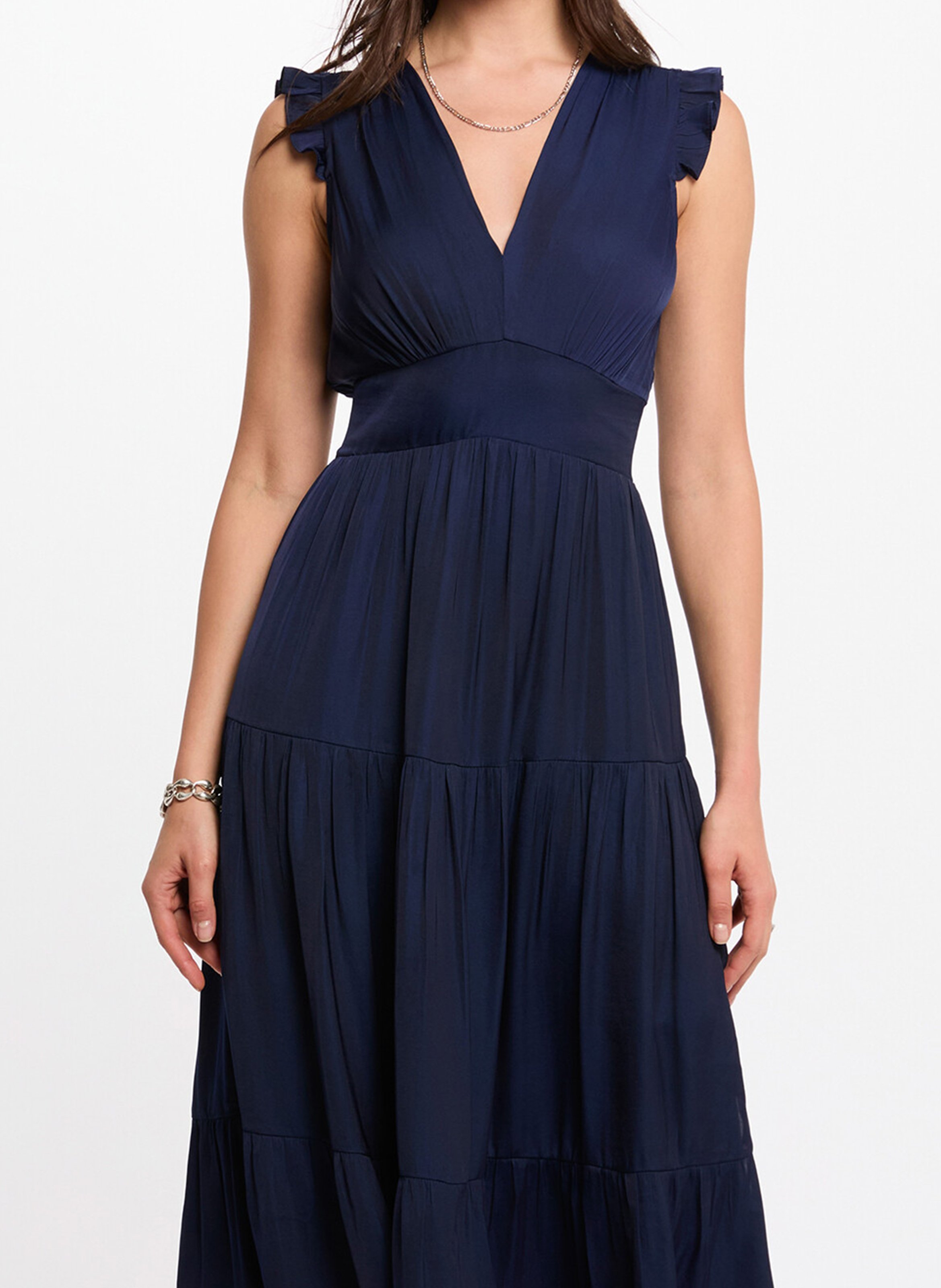 Robe longue col V ample MORGAN Bleu