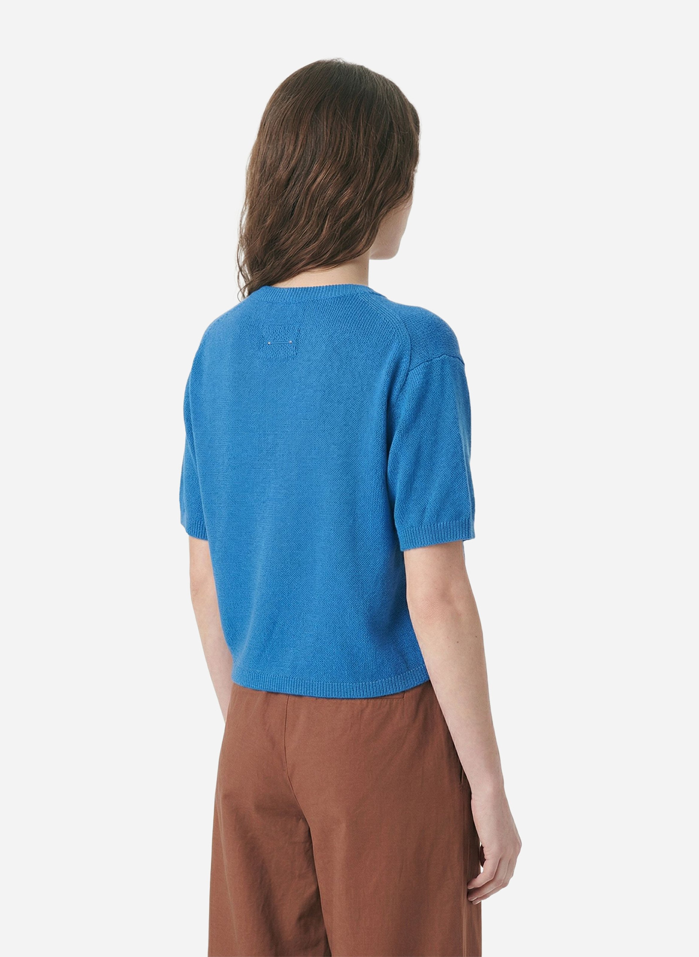 Pull manches courtes en maille fine VANESSA BRUNO Bleu