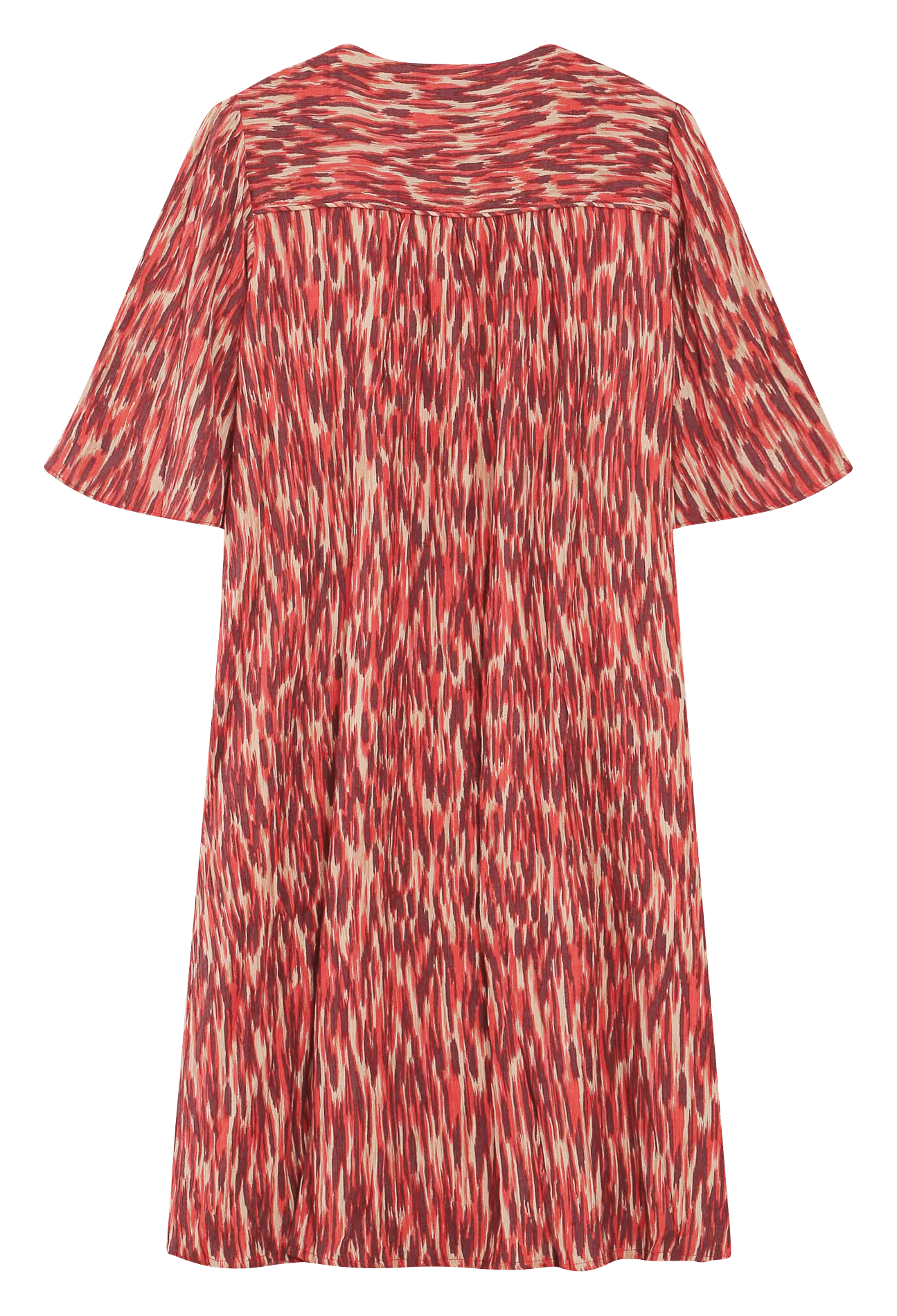 Weit geschnittenes Kurzkleid mit V-Ausschnitt und Print GRACE ET MILA Rot