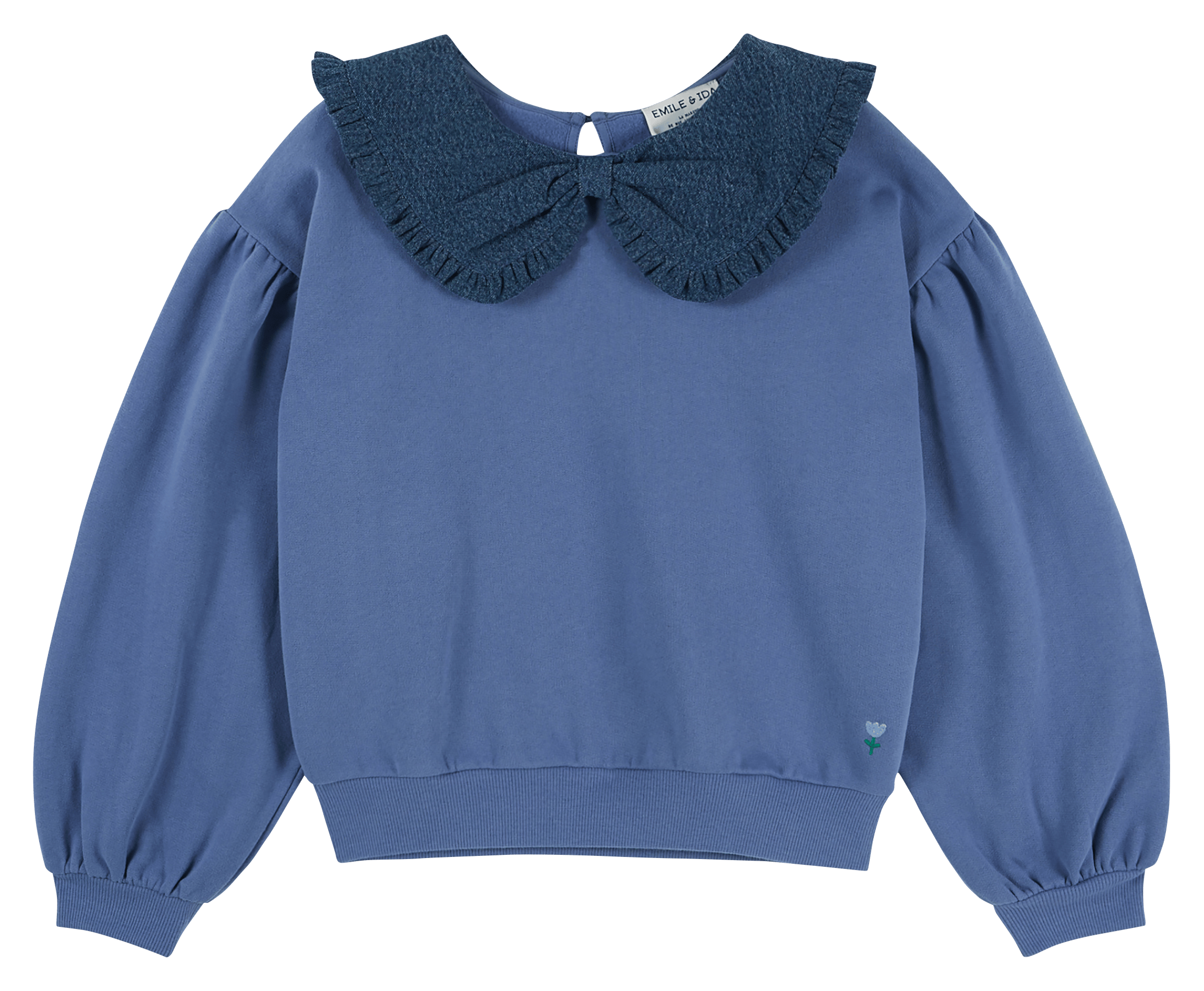 Sweat col claudine en coton bio EMILE ET IDA Azul