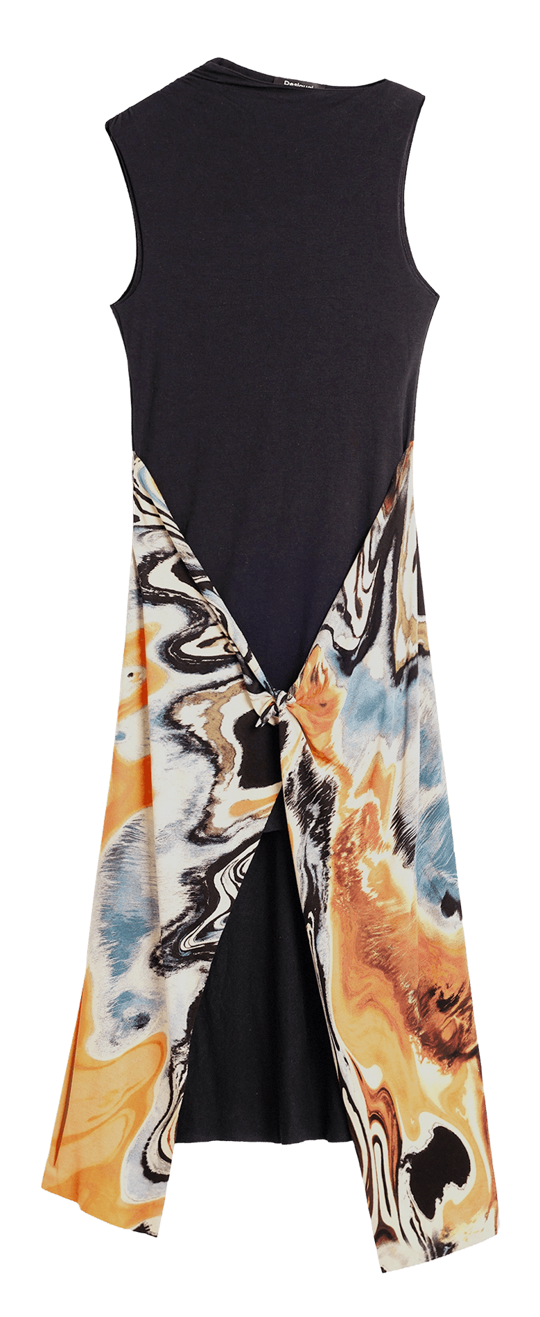 Halflange jurk met ronde hals en print DESIGUAL Zwart