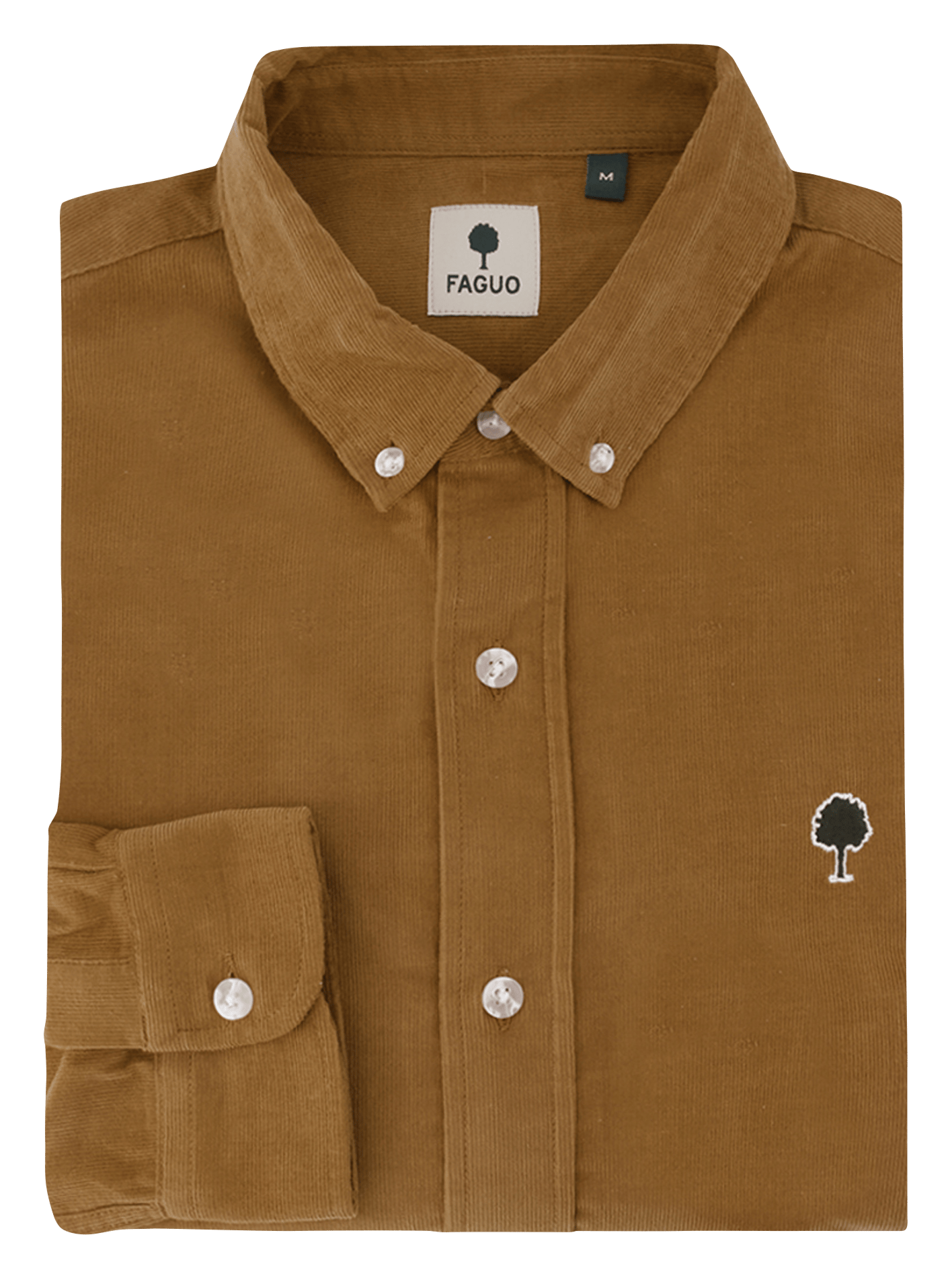 Chemise col classique en coton FAGUO Marron