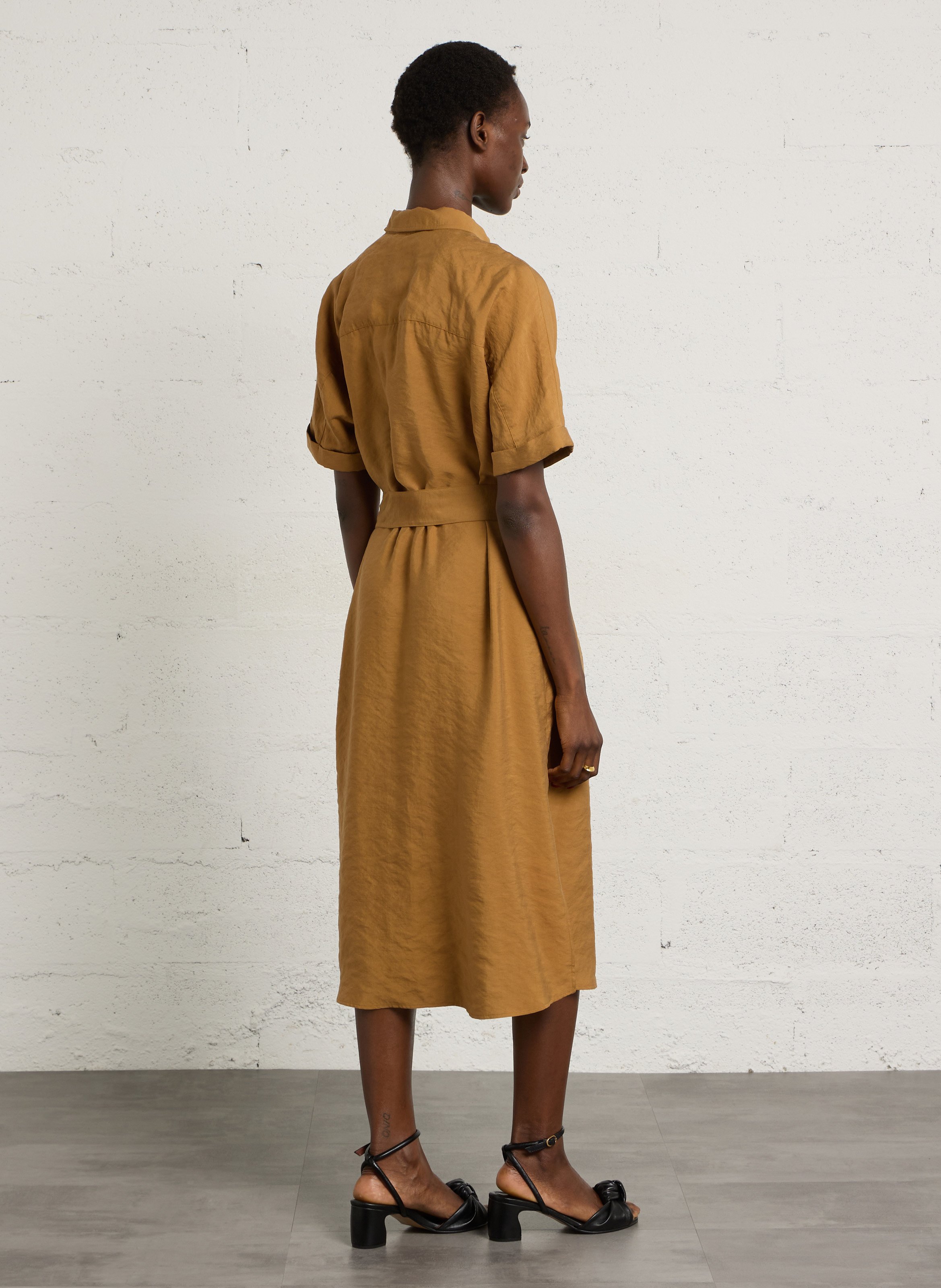 Robe midi col classique  | Doré MAISON 123 Femme