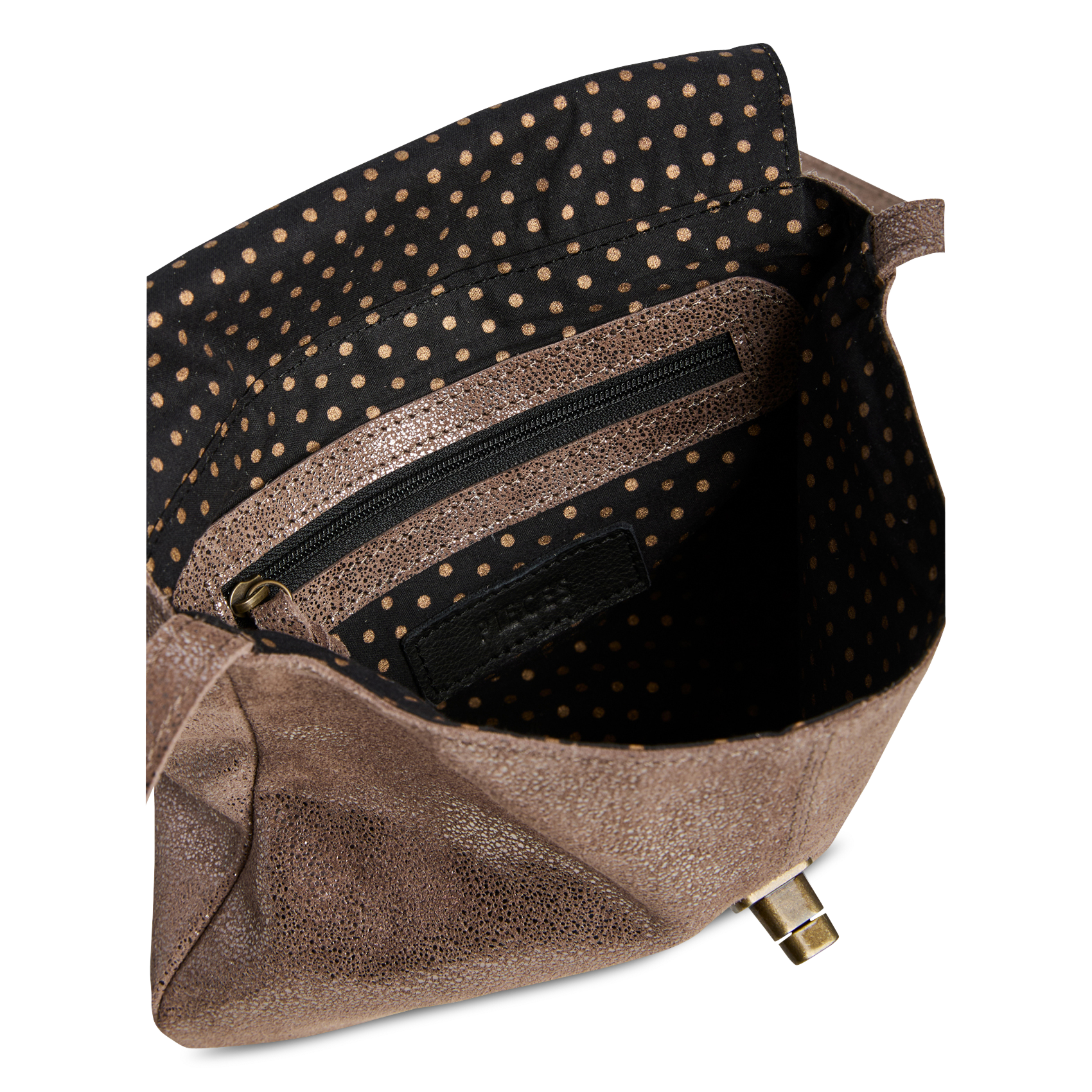 Schoudertas in glanzend leer PIECES Beige