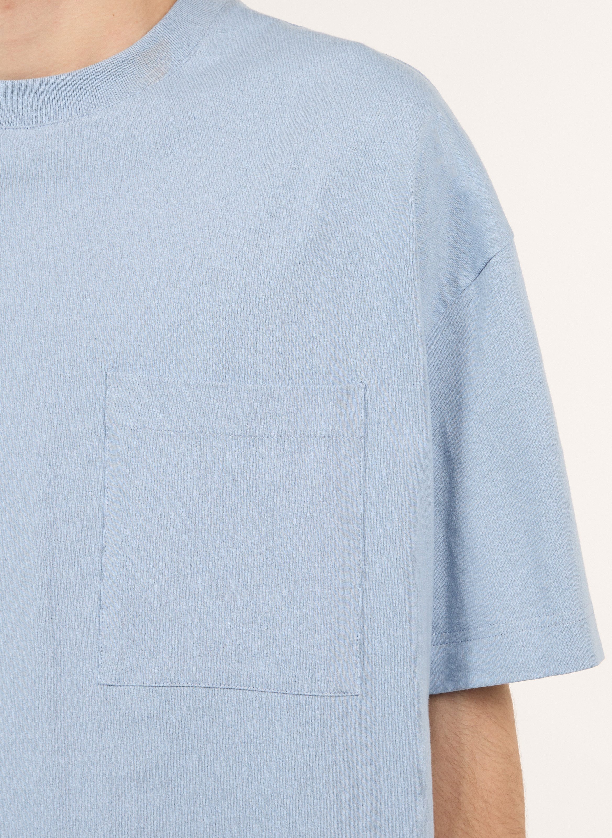 Gerade geschnittenes Rundhals-T-Shirt aus Baumwolle SAISON 1865 Blau