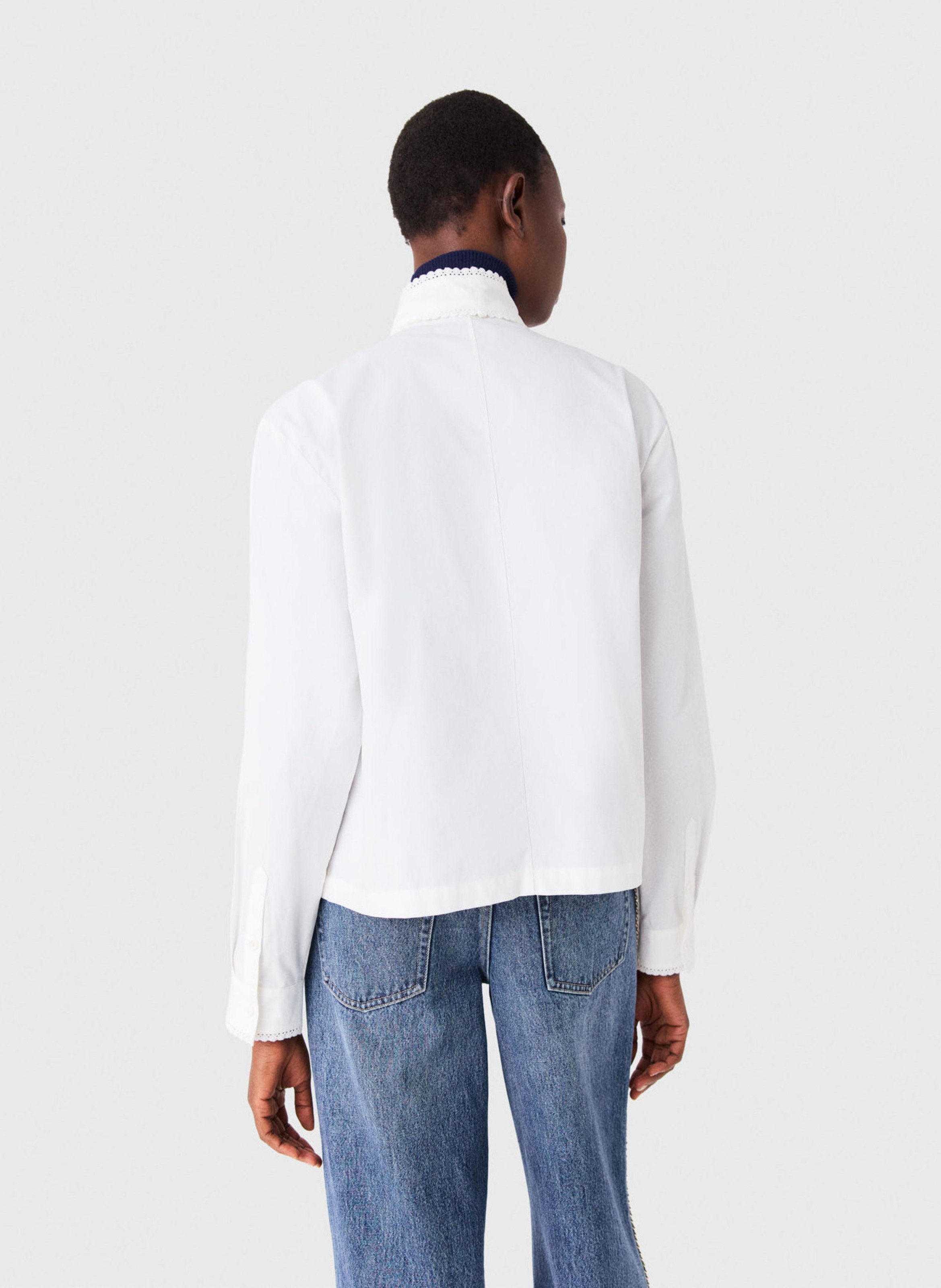Chemise col lavallière en coton MAJE Blanc