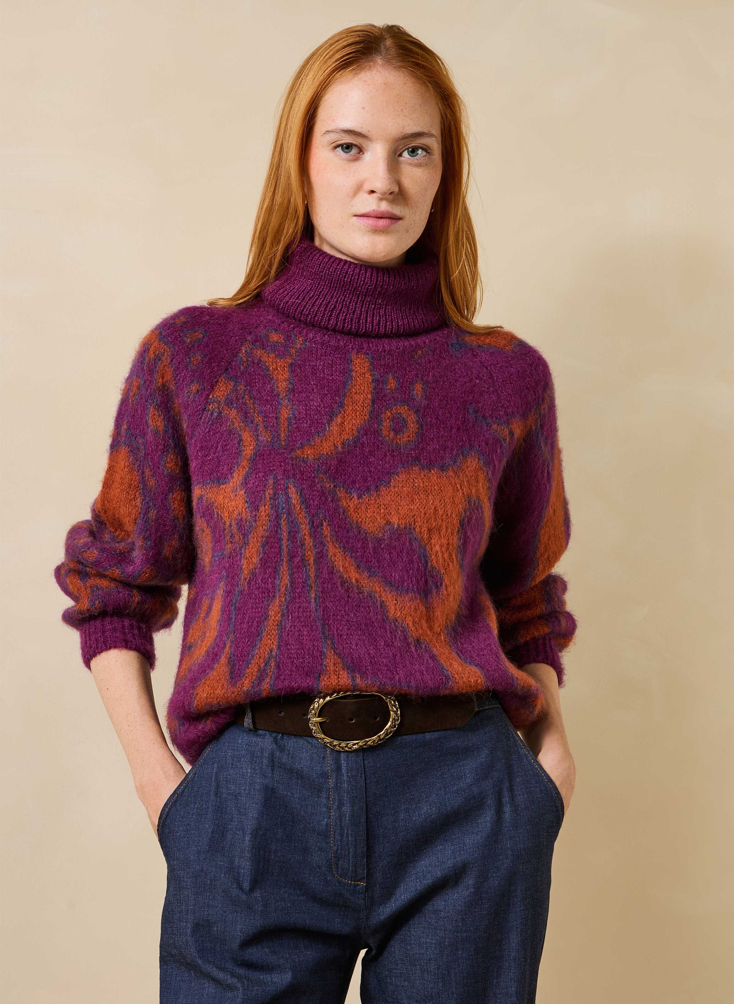Ample jacquard mohair blend sweater LA FEE MARABOUTEE Multicolored