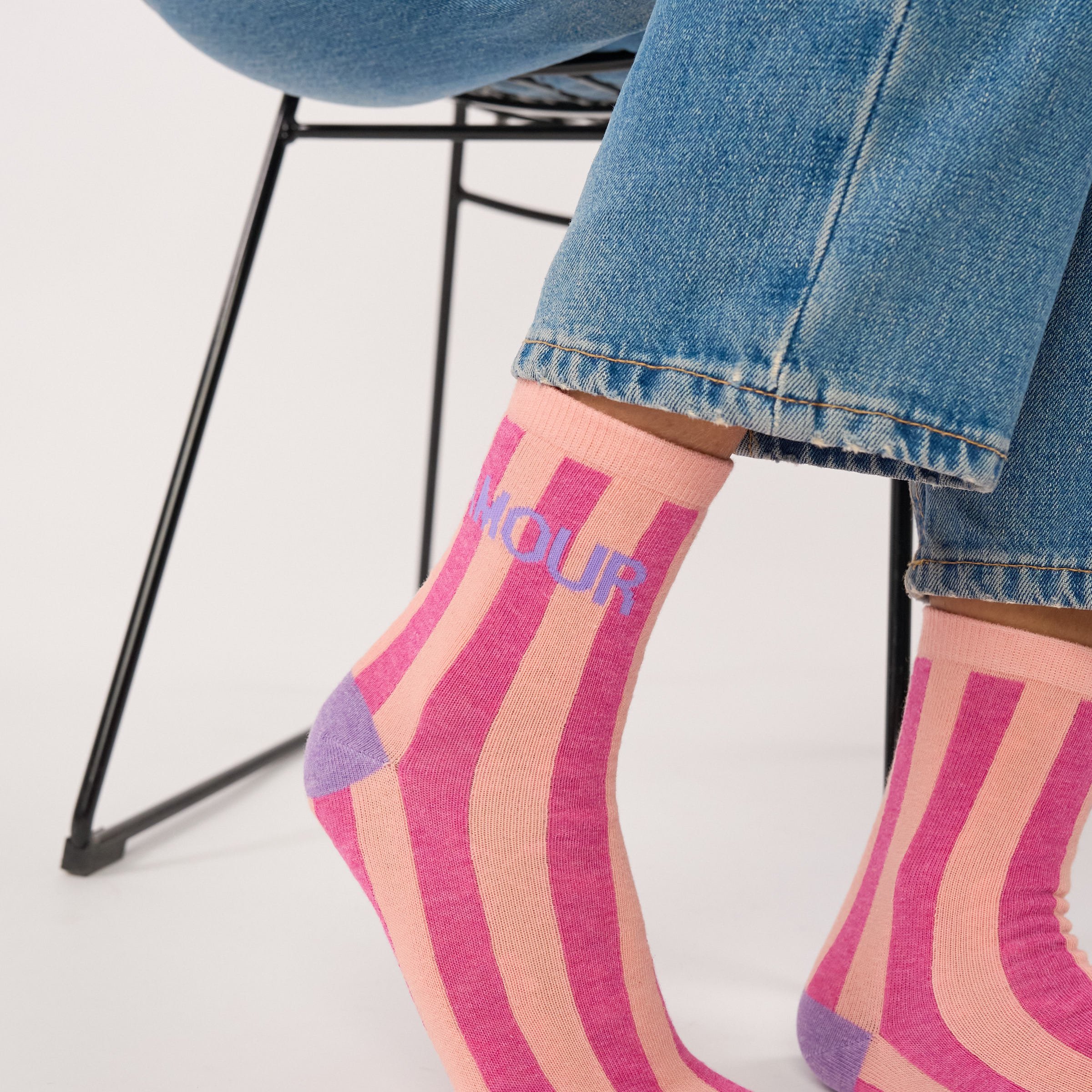 Combed cotton socks with message BILLYBELT Pink