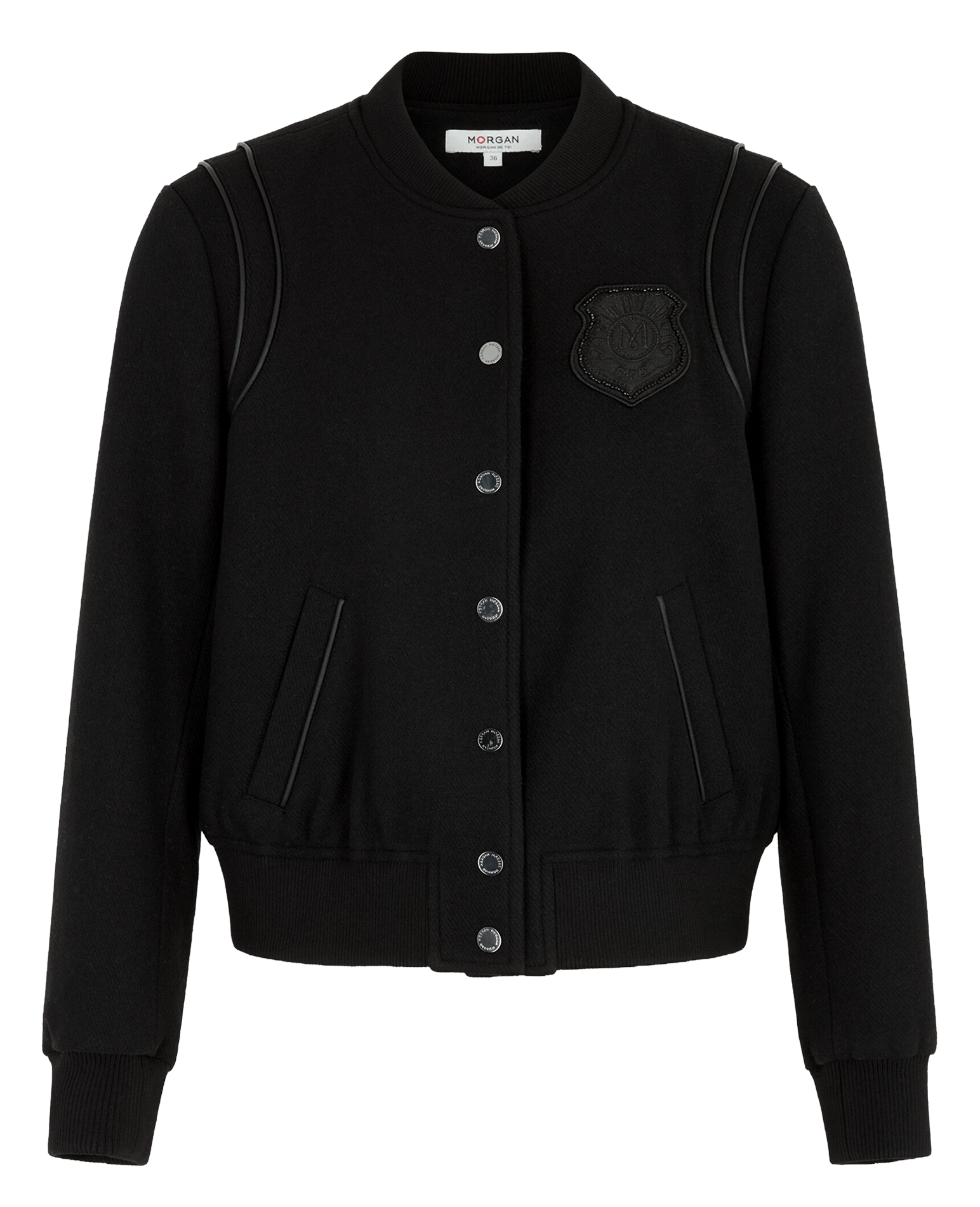 Blouson droit boutonné uni MORGAN Noir