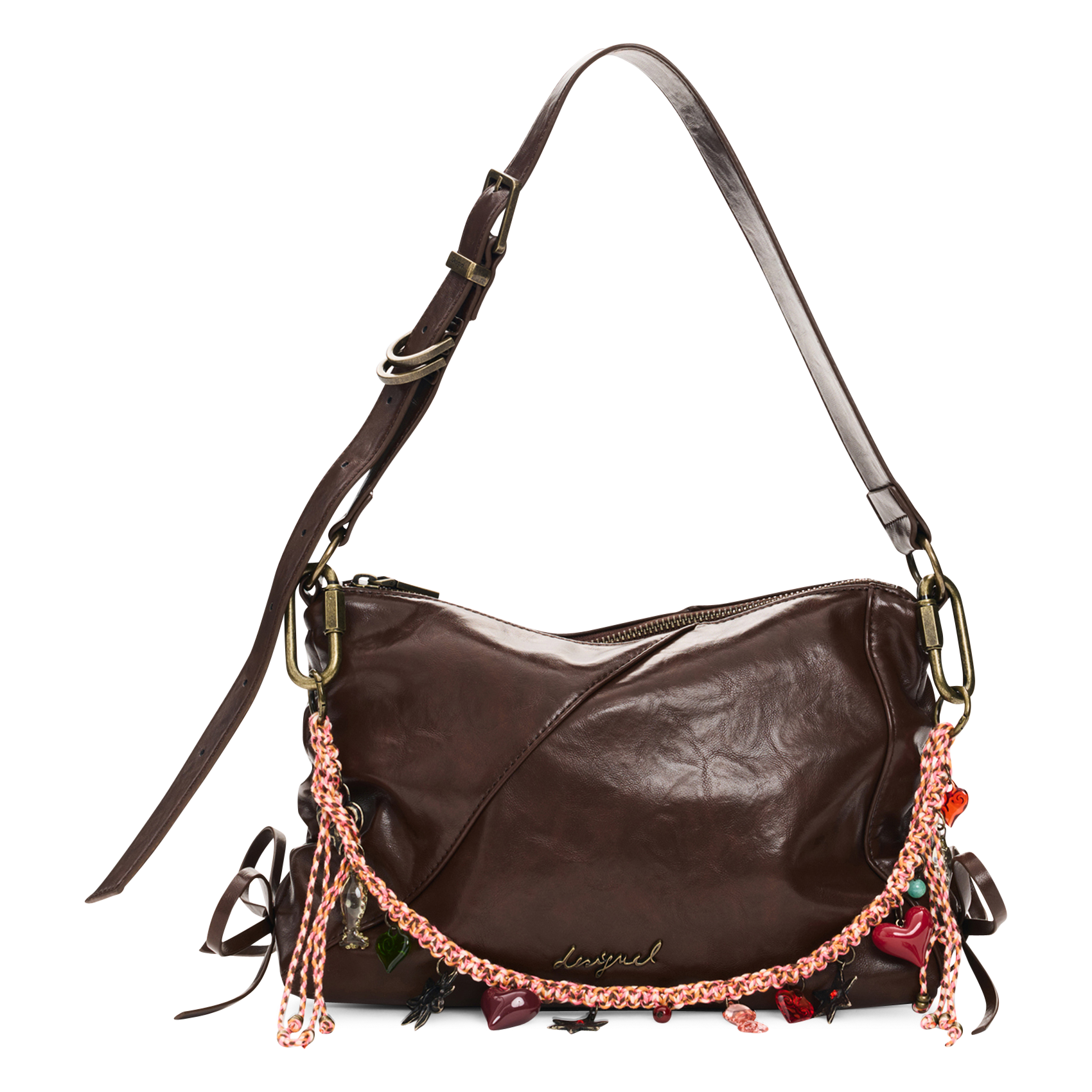 Leather-look shoulder bag DESIGUAL Brown