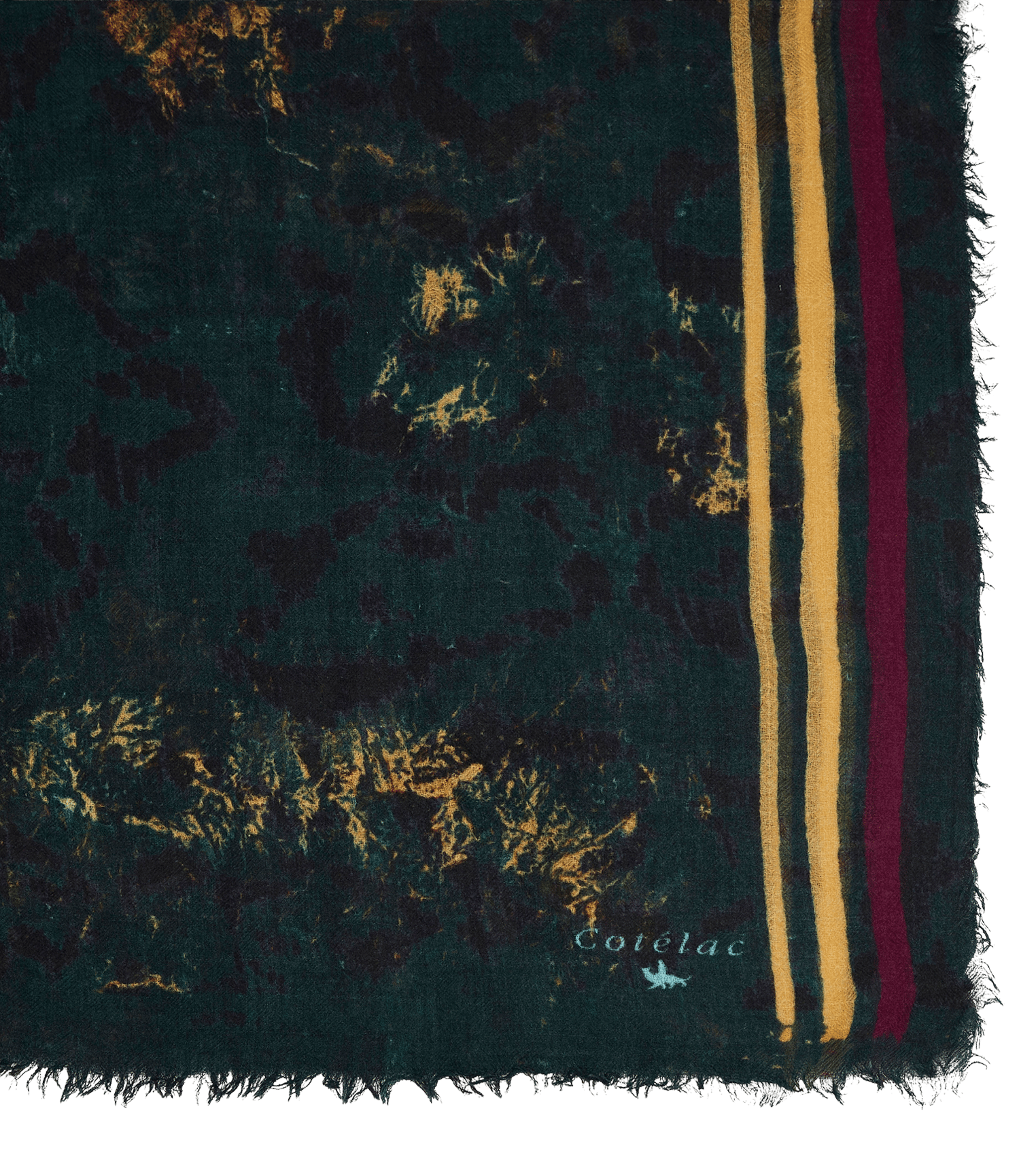Large format printed wool scarf COTELAC Green
