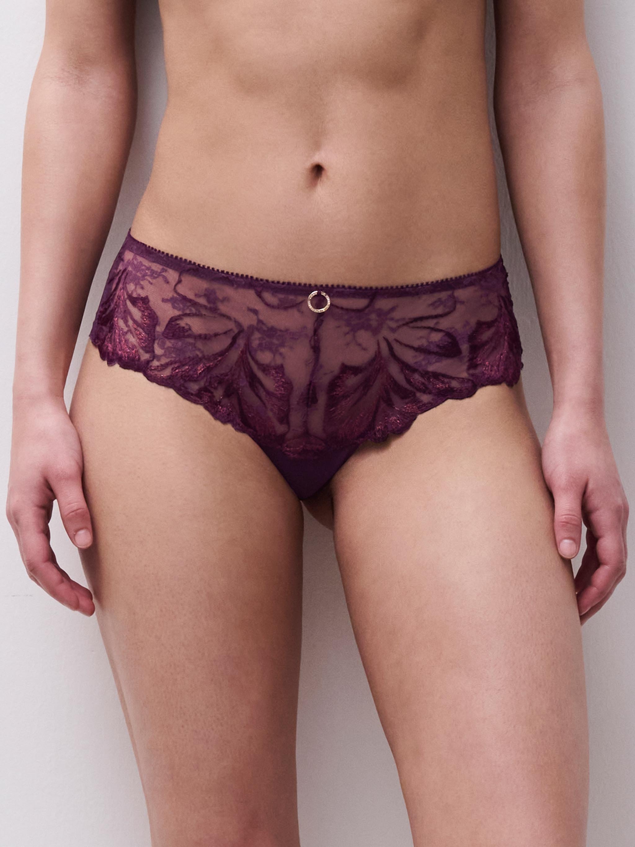 Shorty floral embroidery CHANTELLE Purple