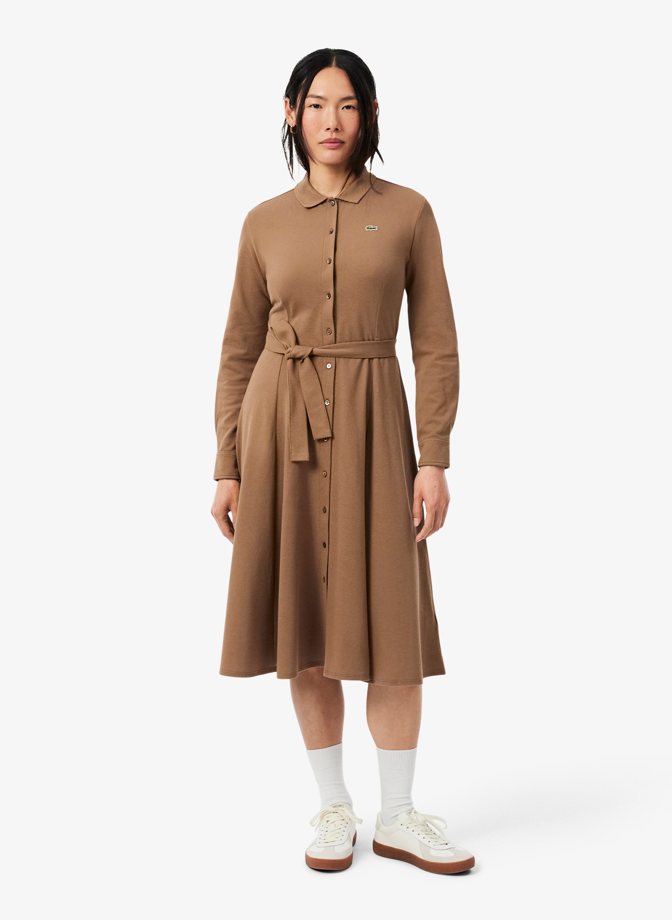 Eng anliegendes Polokleid aus Baumwolle LACOSTE Braun