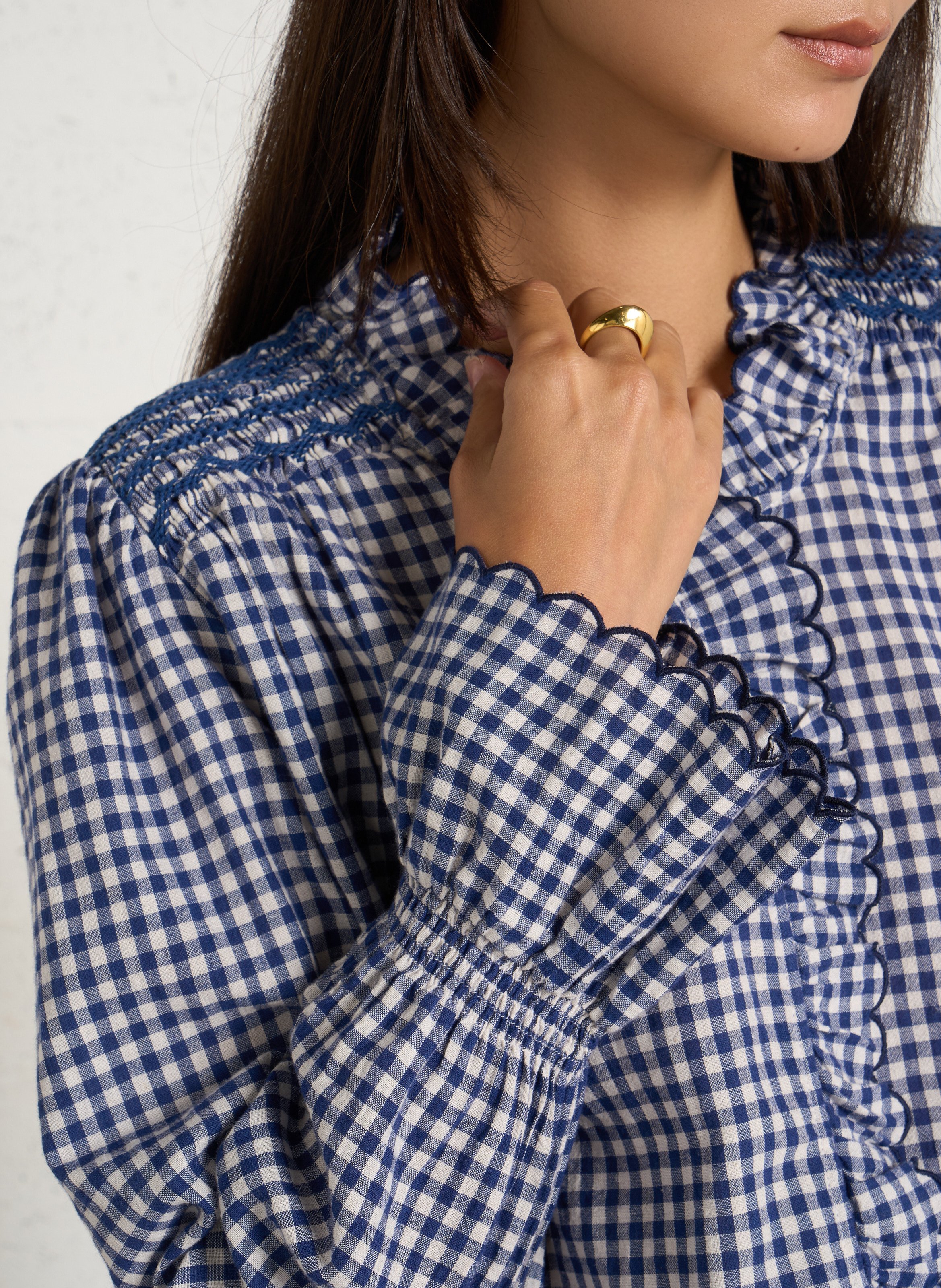 Chemise droit à motif vichy en coton FEEKA Bleu