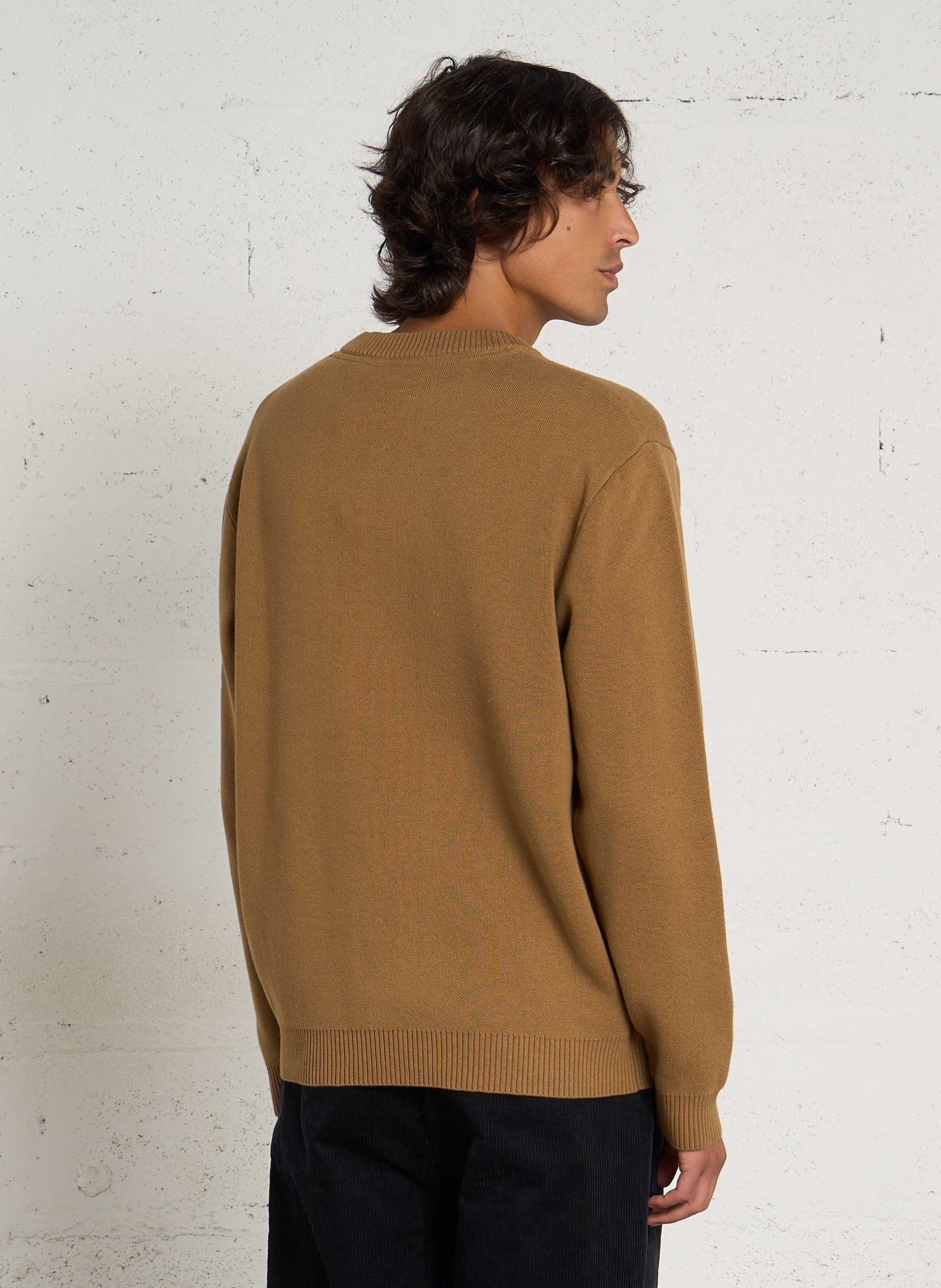 Regular-fit katoenen trui SOLID Wit