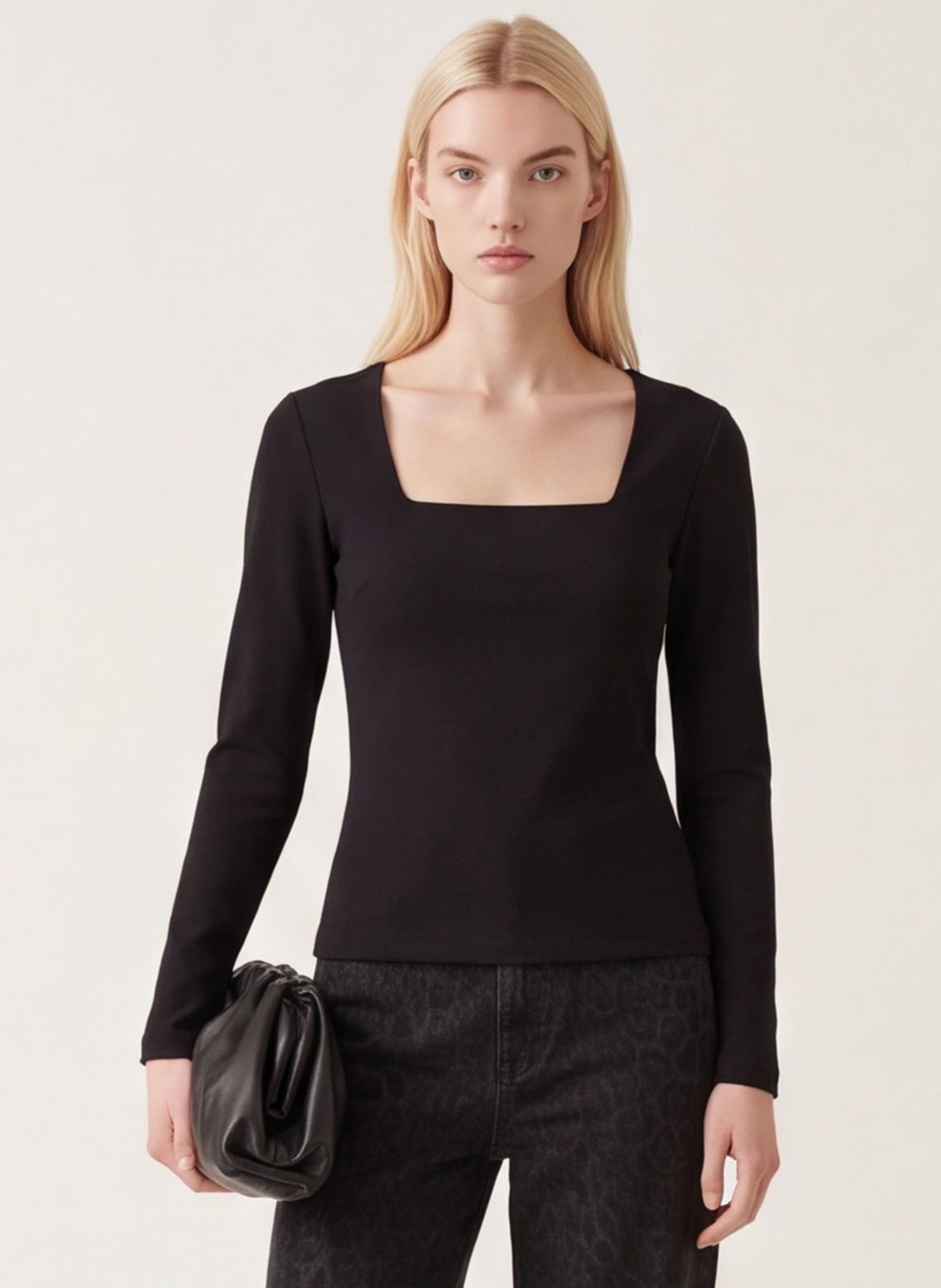 Top droit col carré en coton mélangé KOOKAI