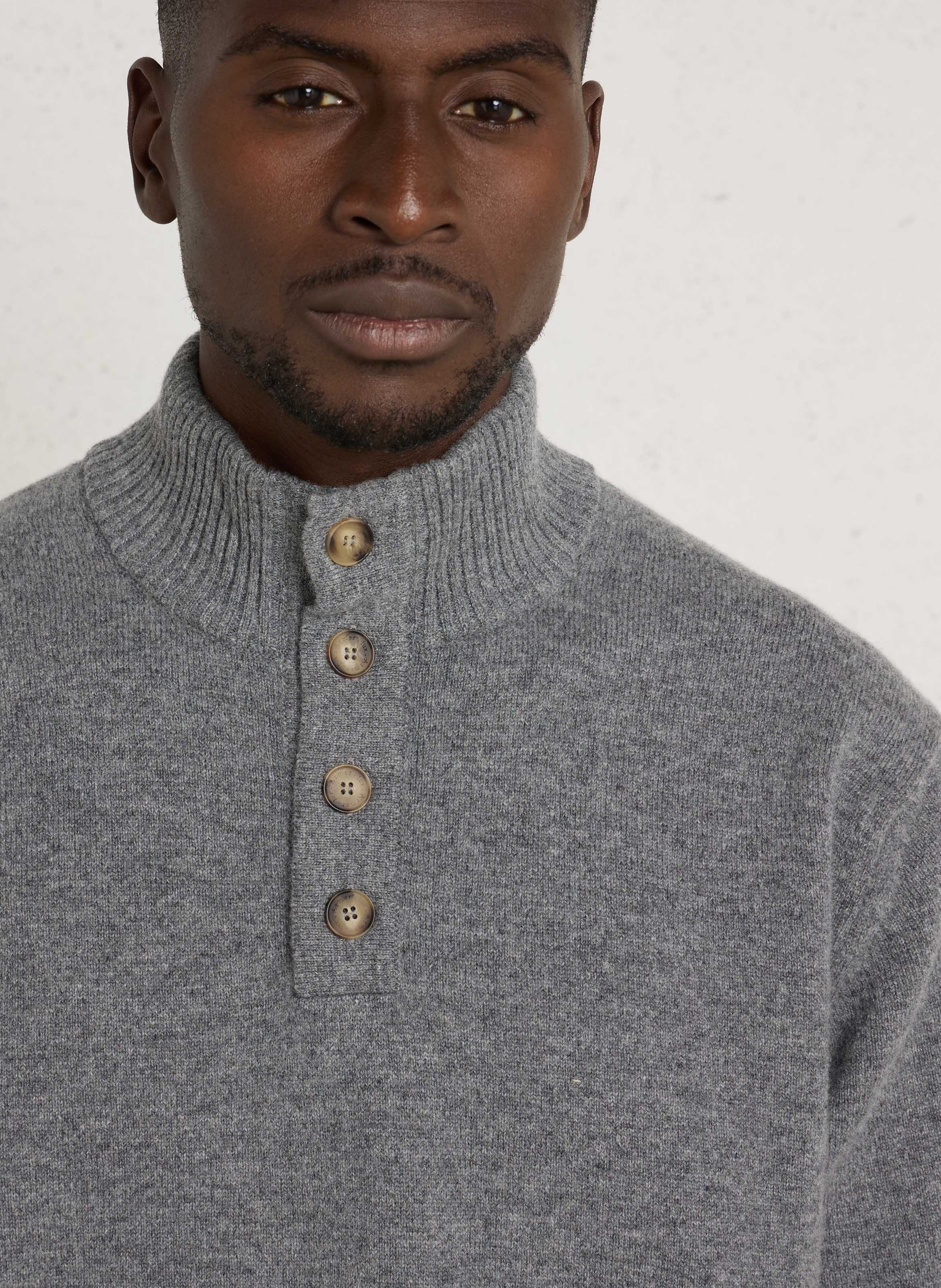 Gerader Pullover mit Stehkragen aus Wolle ARMOR LUX Grau