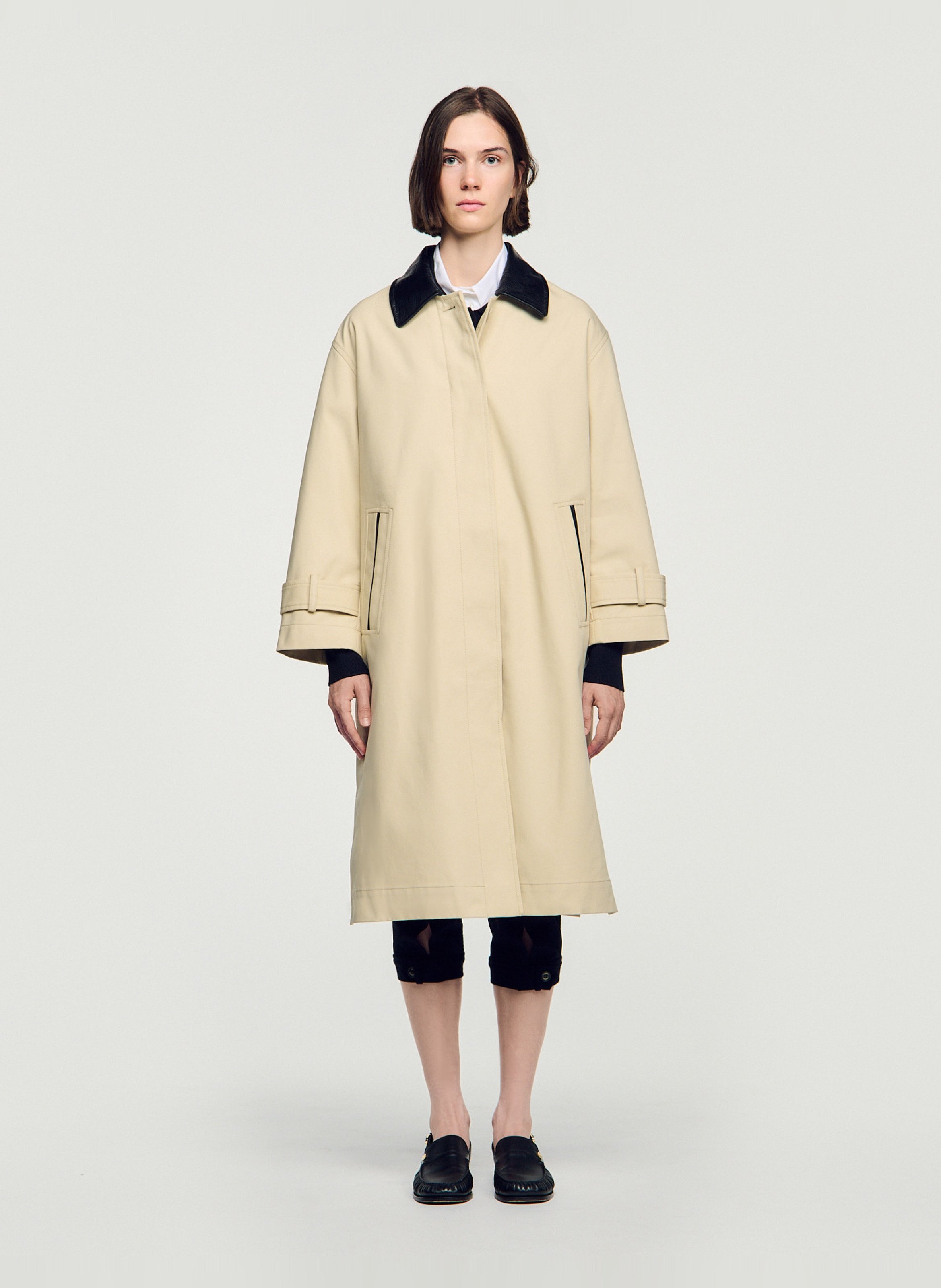 Manteau oversize en coton SANDRO Beige