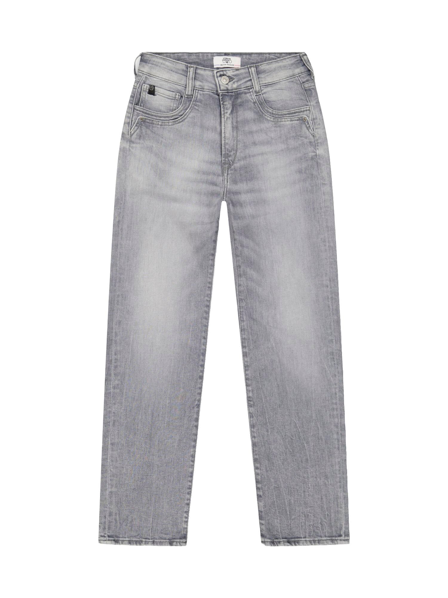 High-waisted straight-leg zip jeans LE TEMPS DES CERISES Grey
