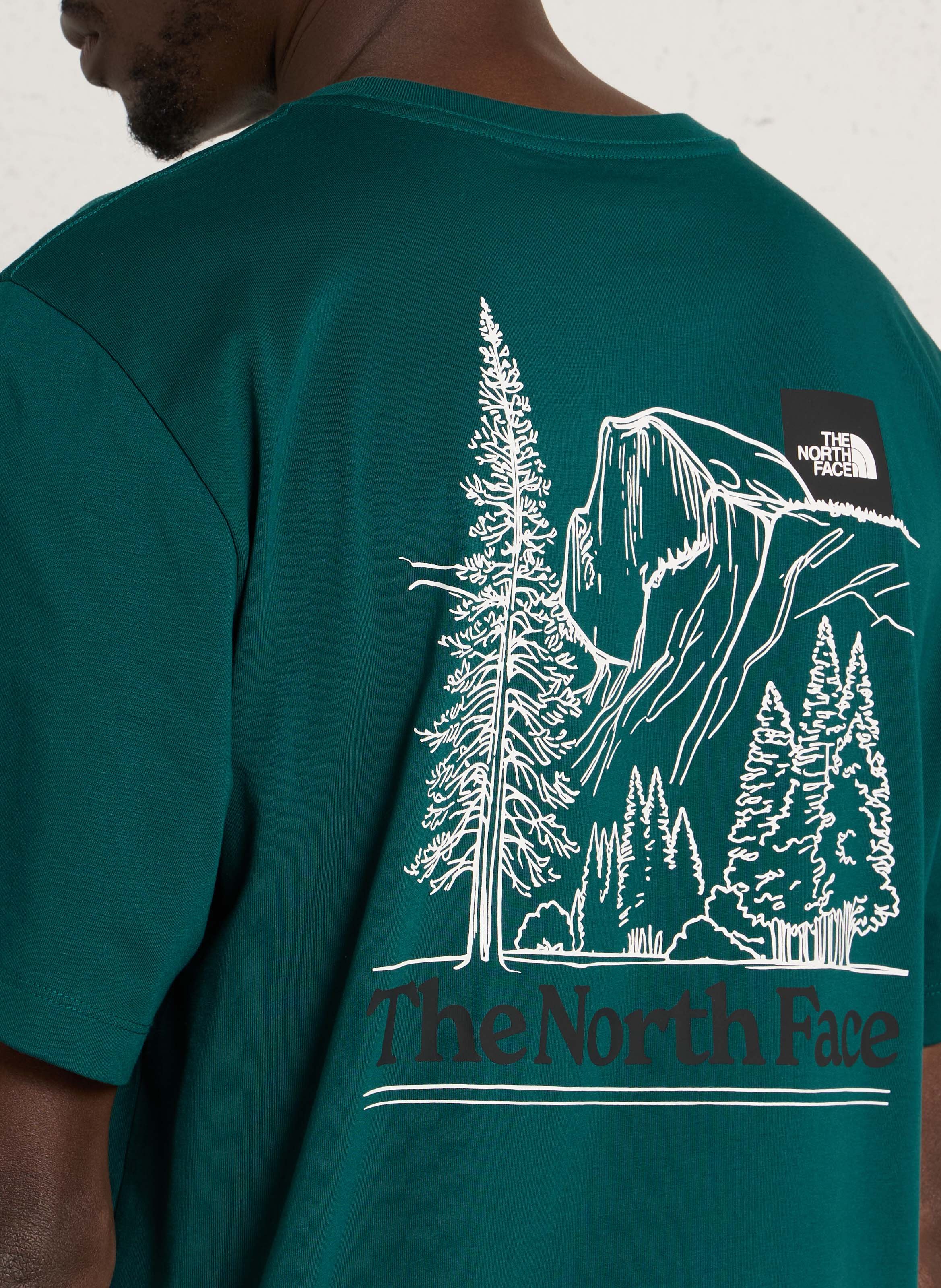 T-shirt manches courtes sérigraphié en coton mélangé THE NORTH FACE Bleu