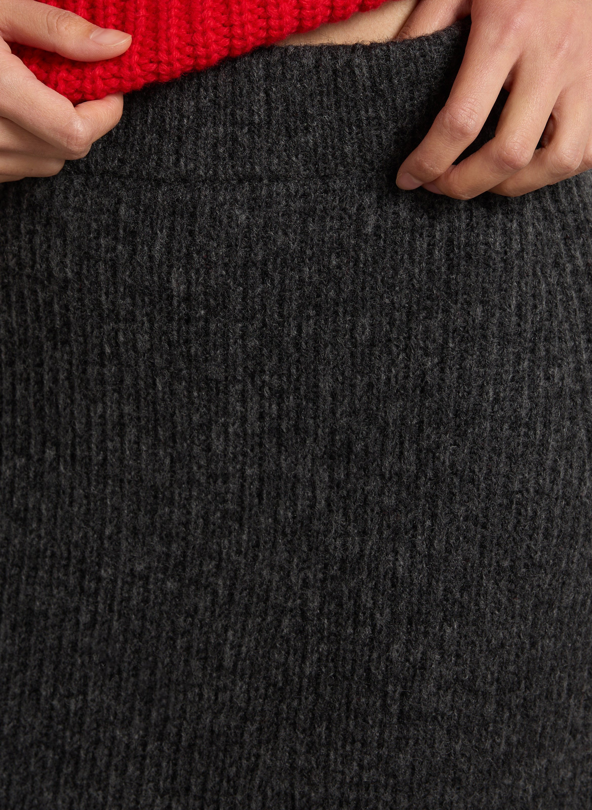 Flared cotton and wool midi skirt DES PETITS HAUTS Grey