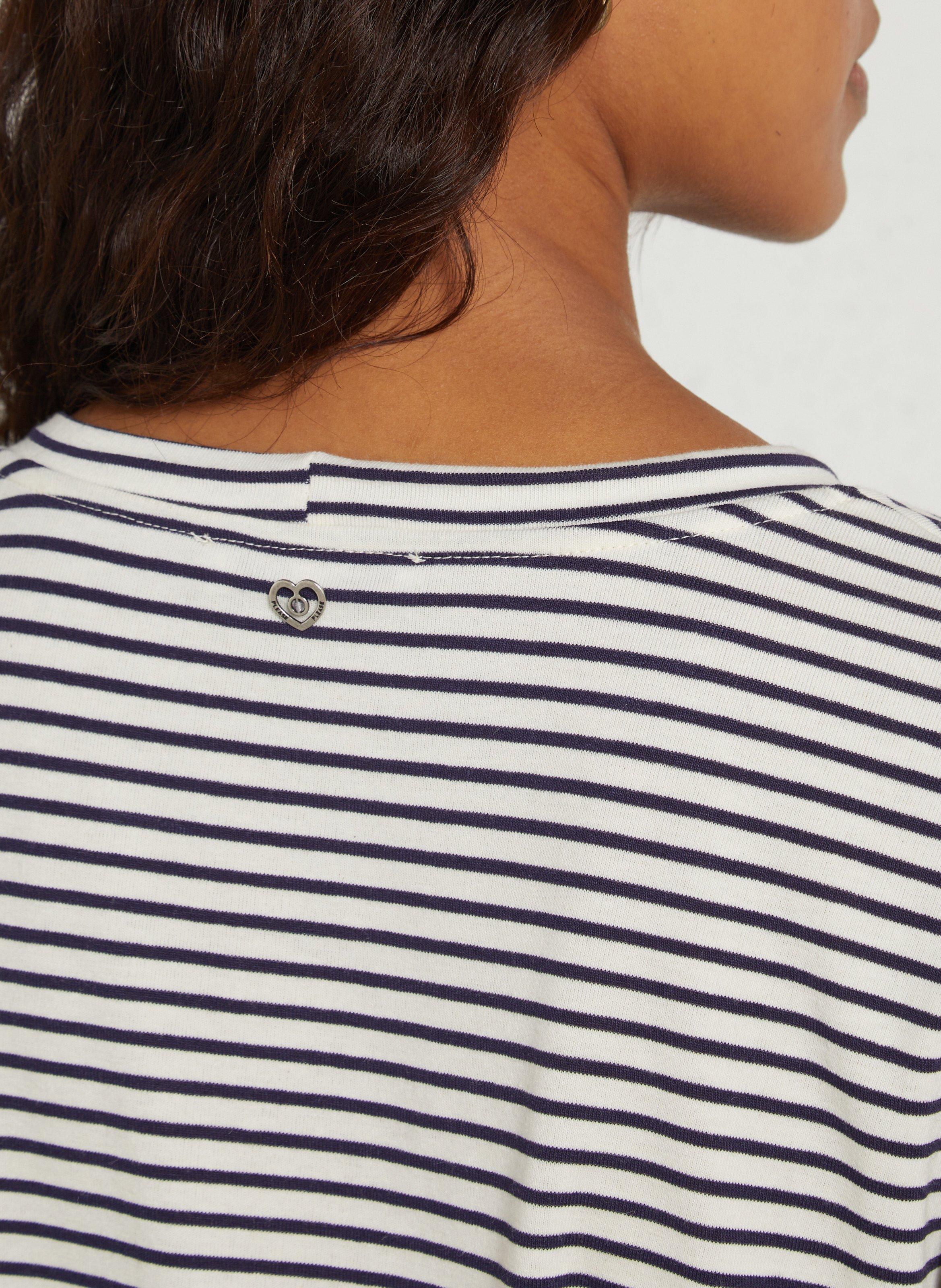 Straight long-sleeved striped T-shirt PLEASE Beige