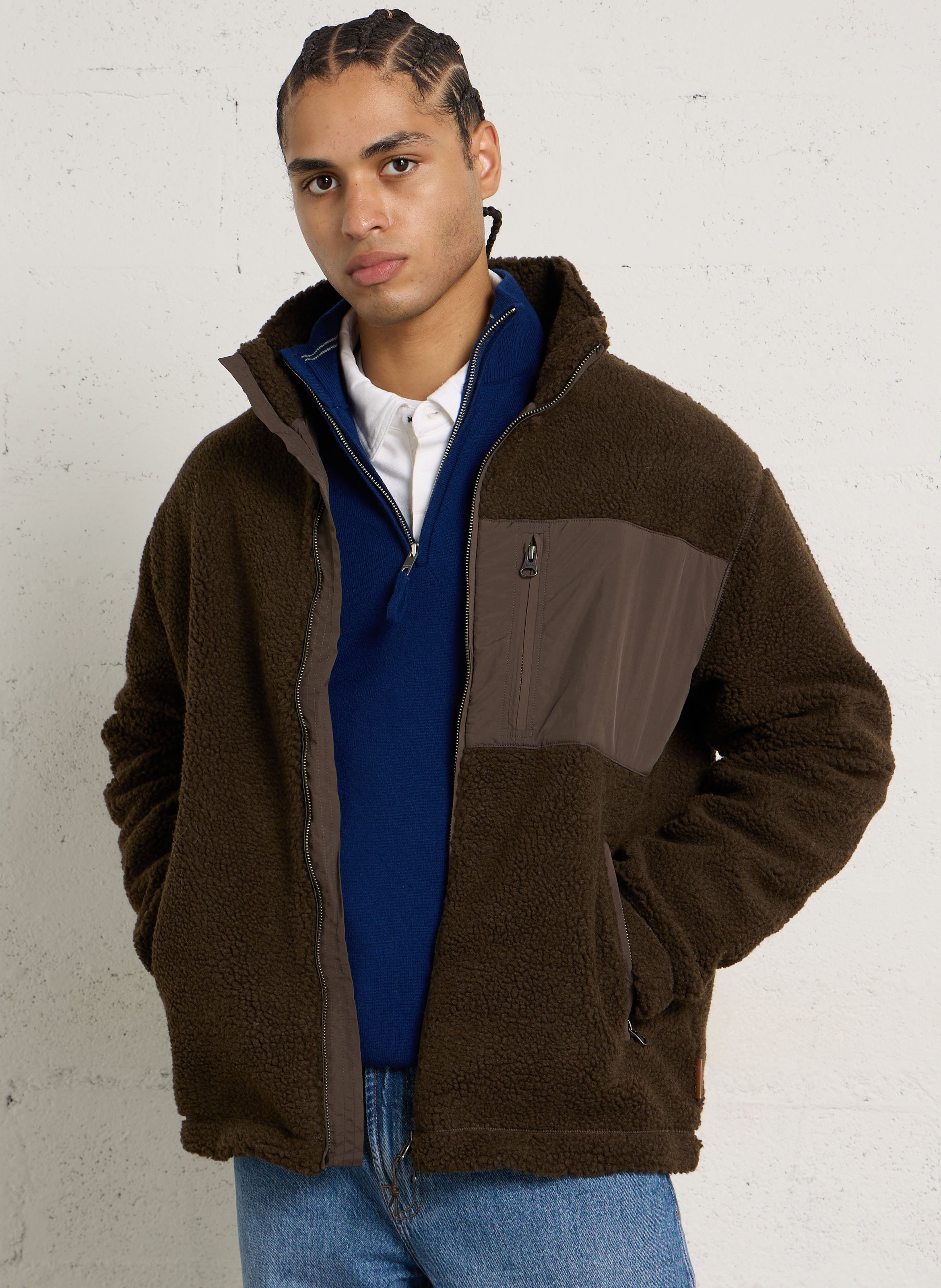 Veste polaire droite col montant GANT Marron