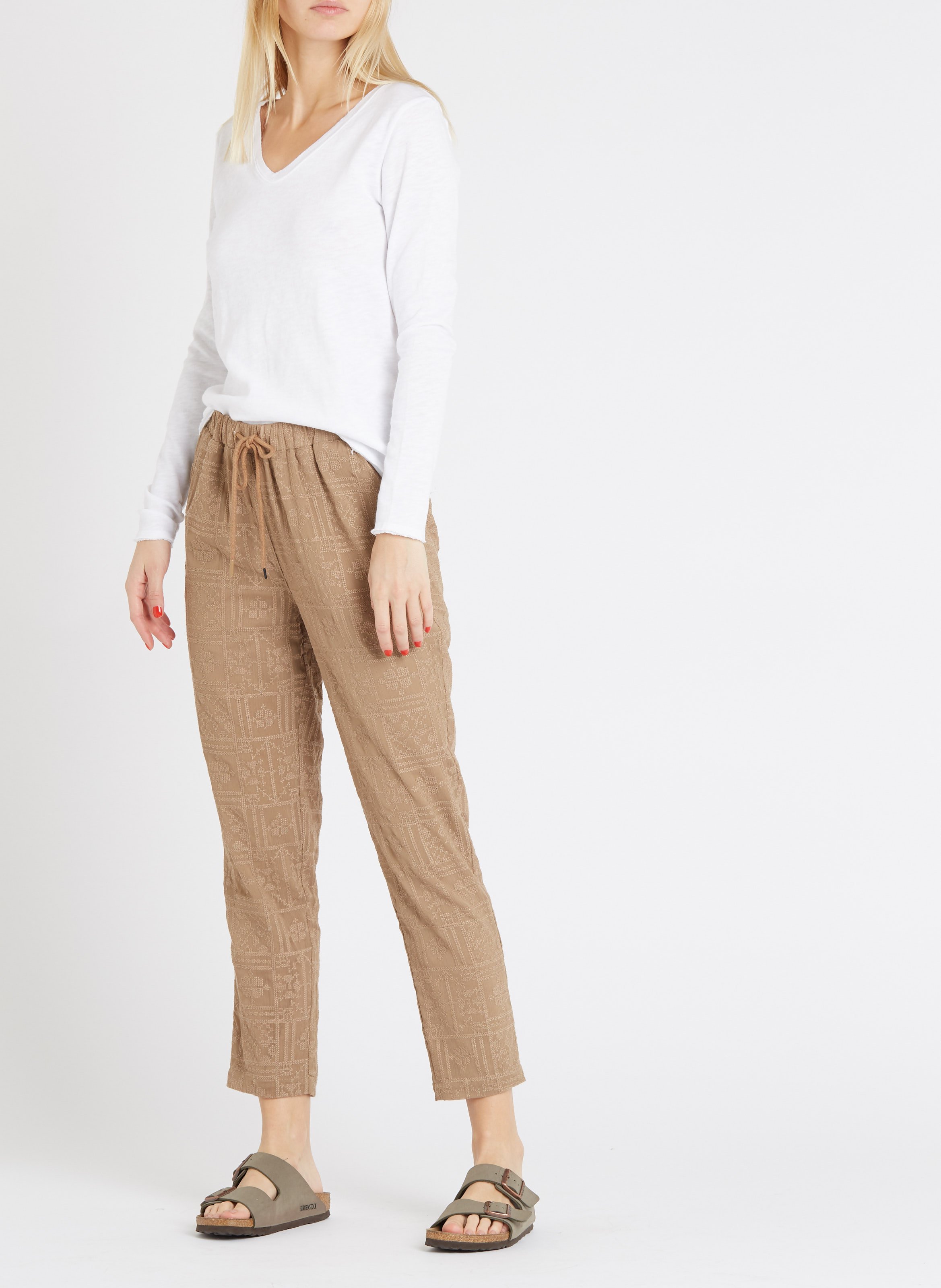 V-neck cotton T-shirt White