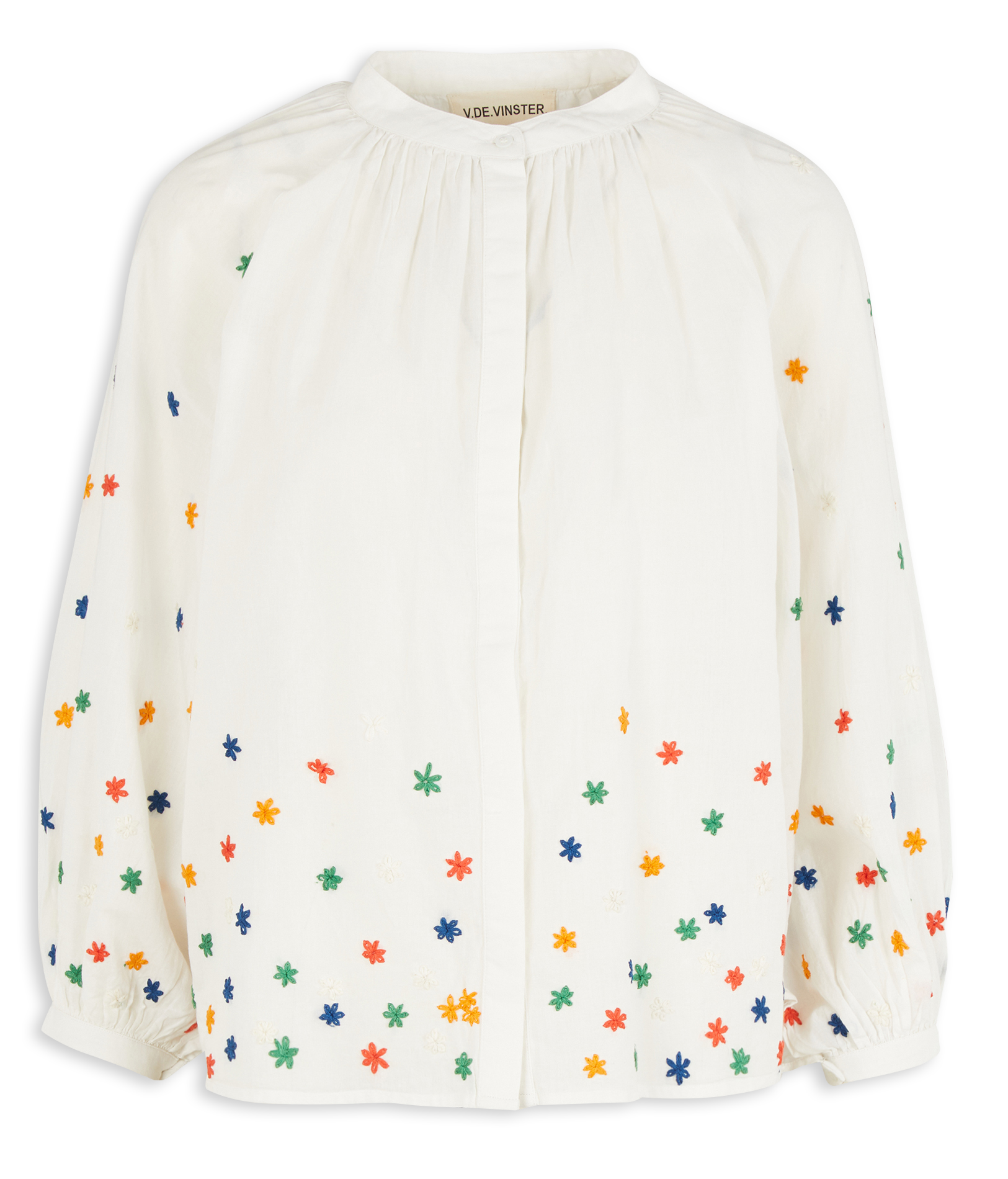Cotton shirt with mandarin collar V DE VINSTER White