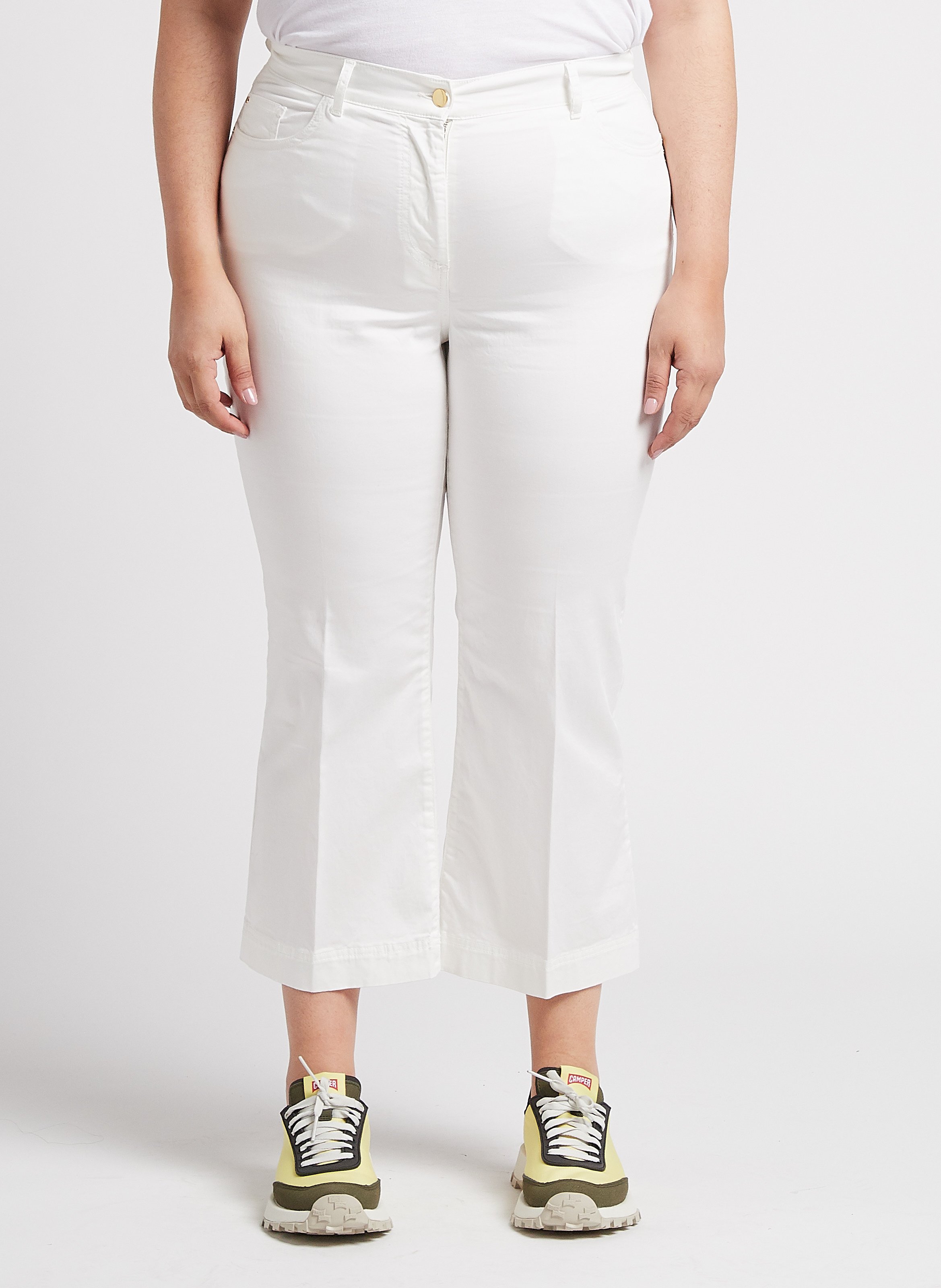 Pantalon droit en coton mélangé  PERSONA by Marina Rinaldi Blanc