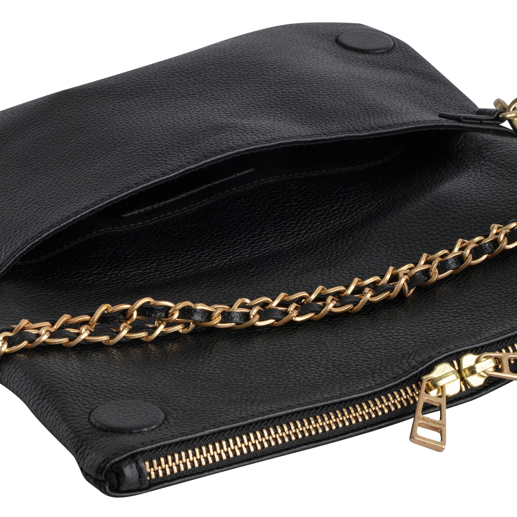Leather clutch bag with metal chains ZADIG&VOLTAIRE Blue