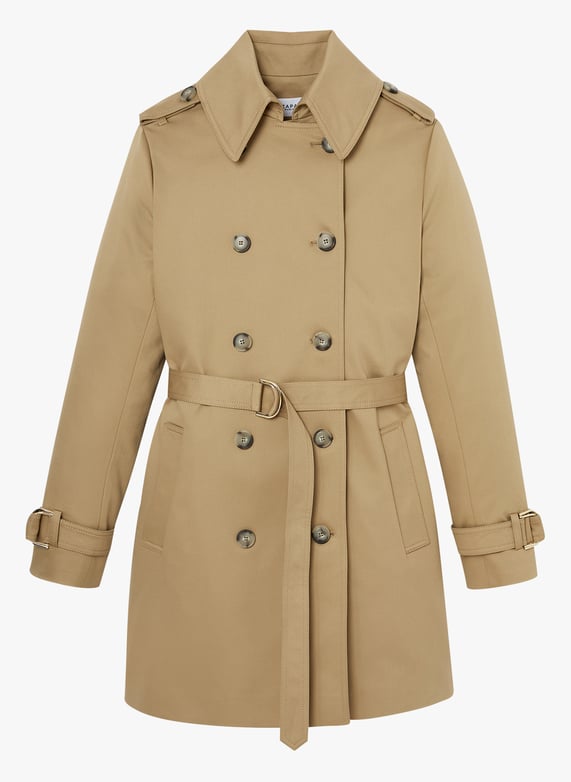 Brown Fitted cotton blend trench coat