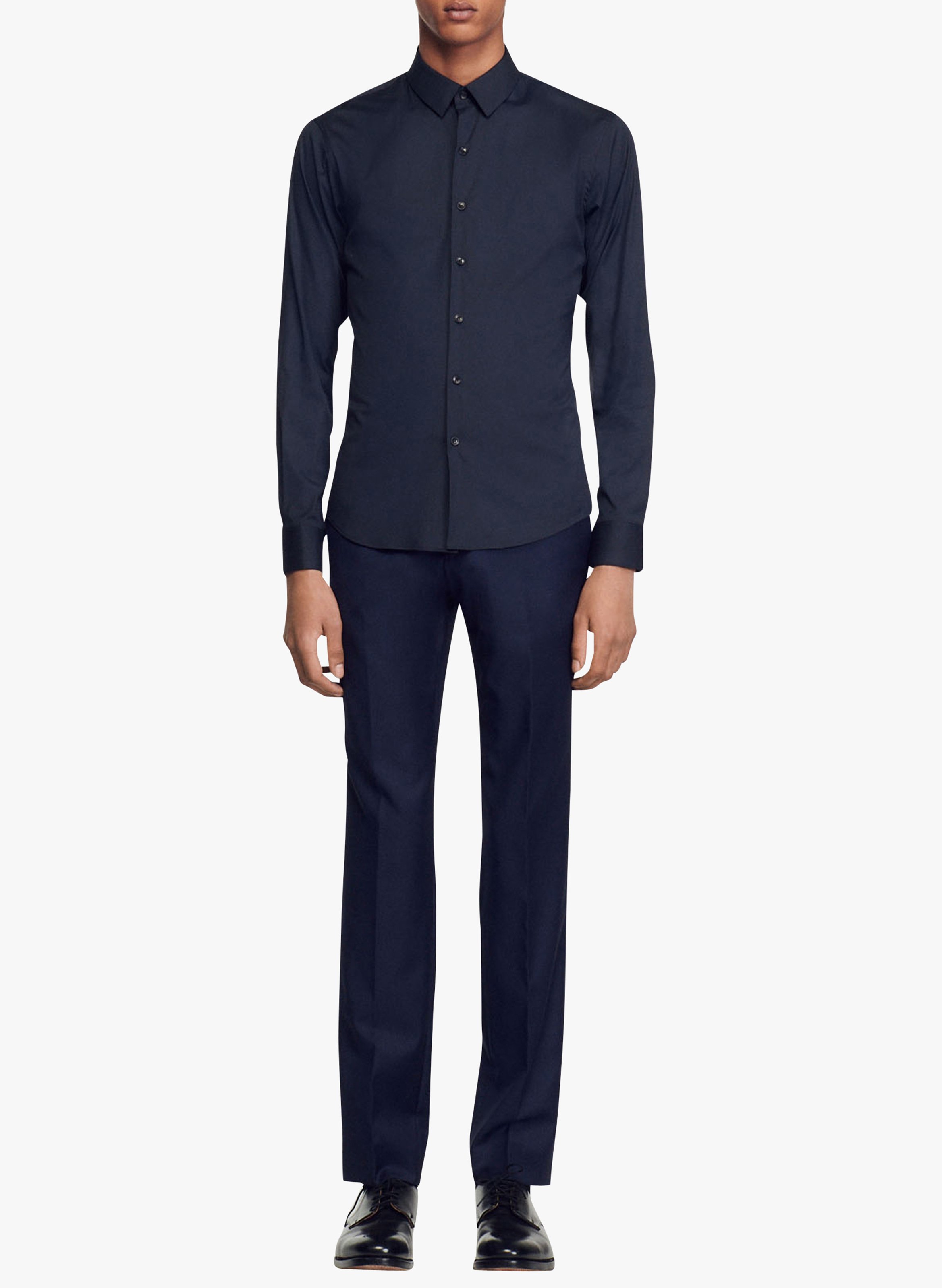 Chemise slim-fit en coton stretch SANDRO Bleu