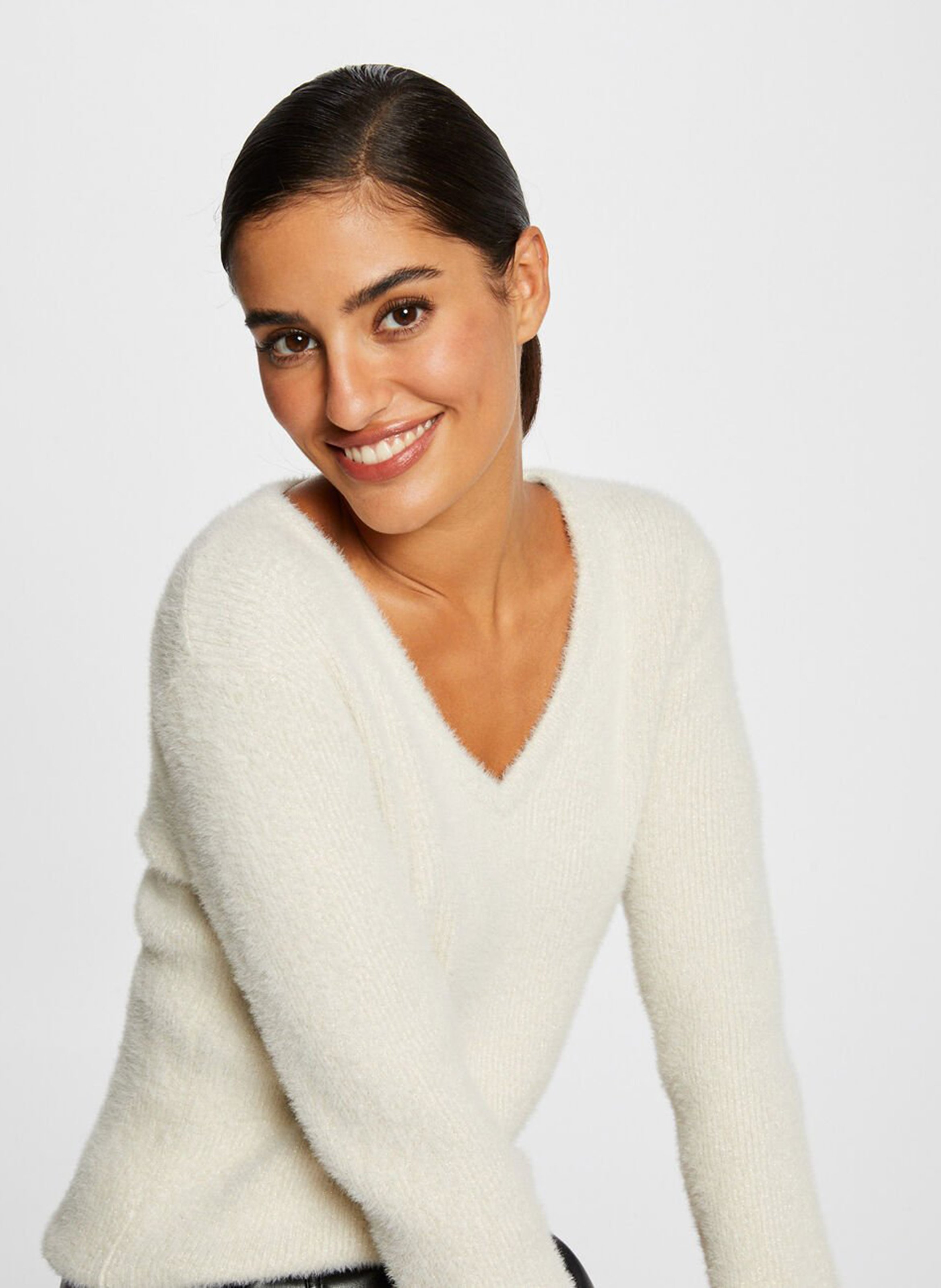 Trui met V-hals MORGAN Beige