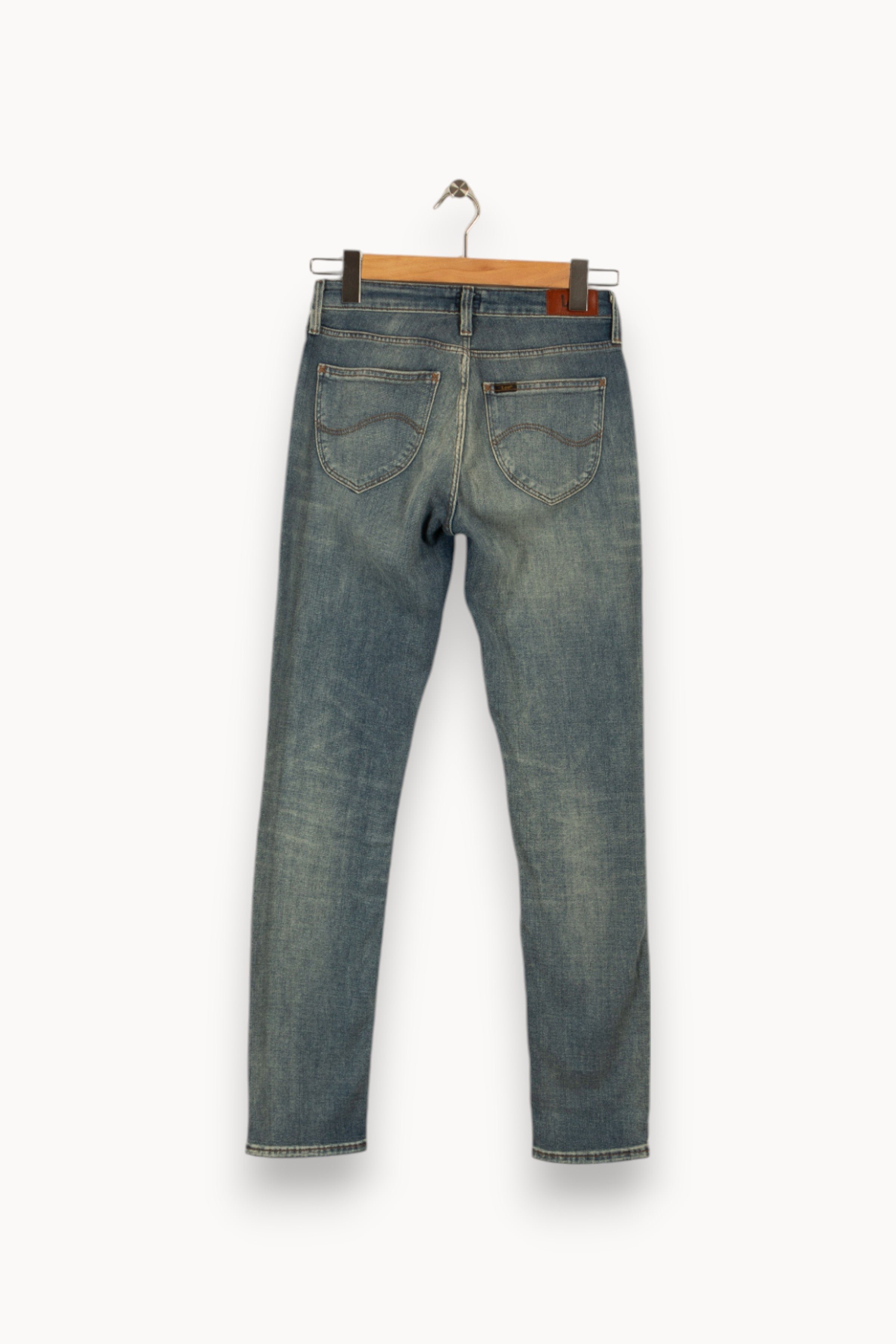 Cropped slim jeans with studs LEE - Seconde Main Blue