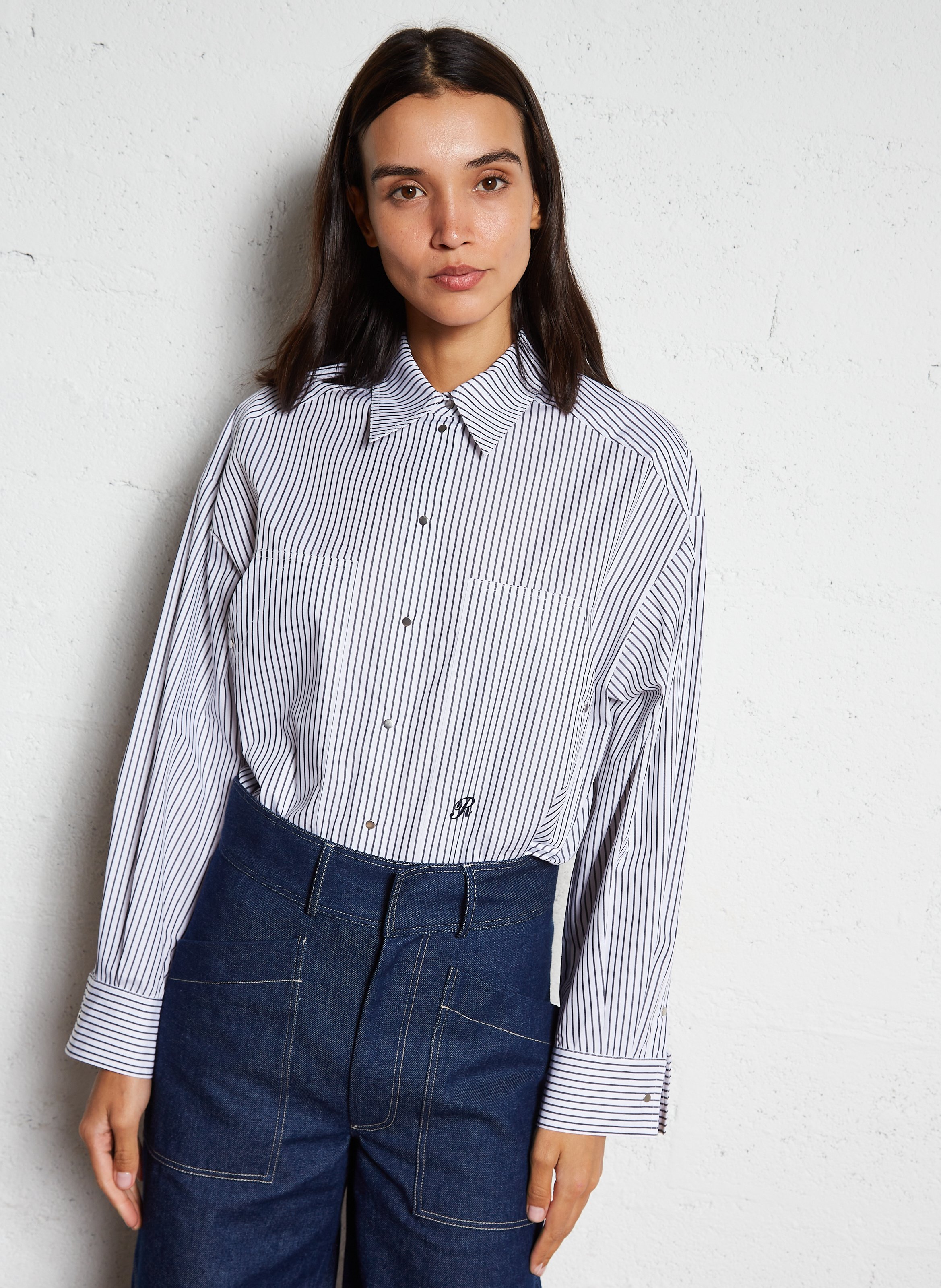 Chemise oversize col classique en coton ROSEANNA Noir