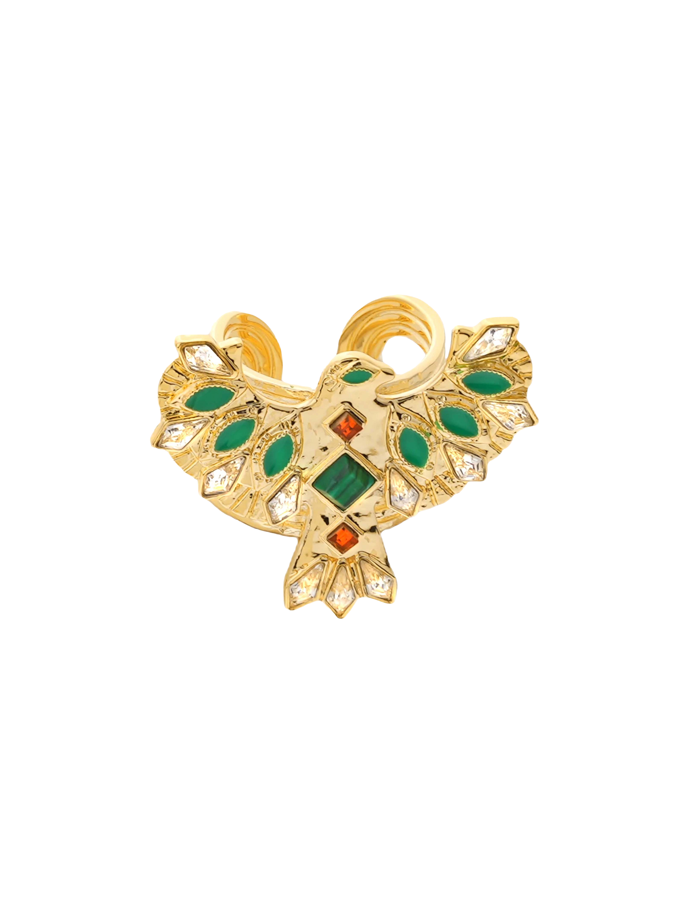 Adjustable ring with central cabochon adorned with rhinestones HIPANEMA Golden