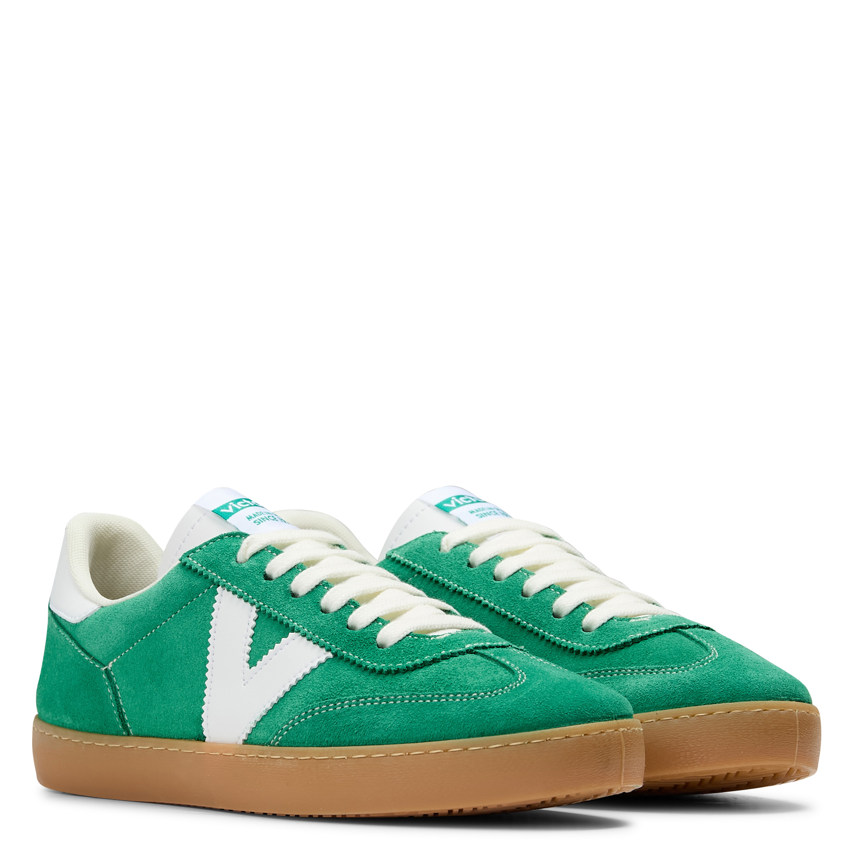 Baskets basses en cuir velours VICTORIA Vert