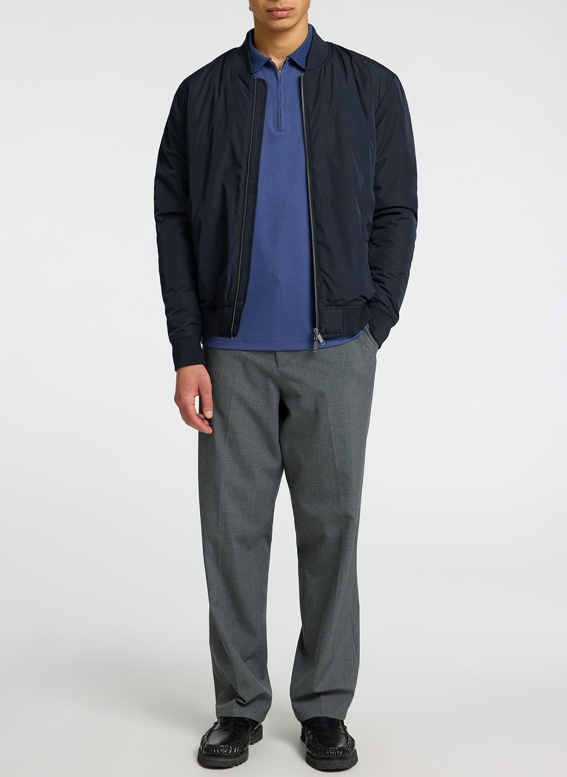 Gerade geschnittene Jacke mit Stehkragen SELECTED Blau