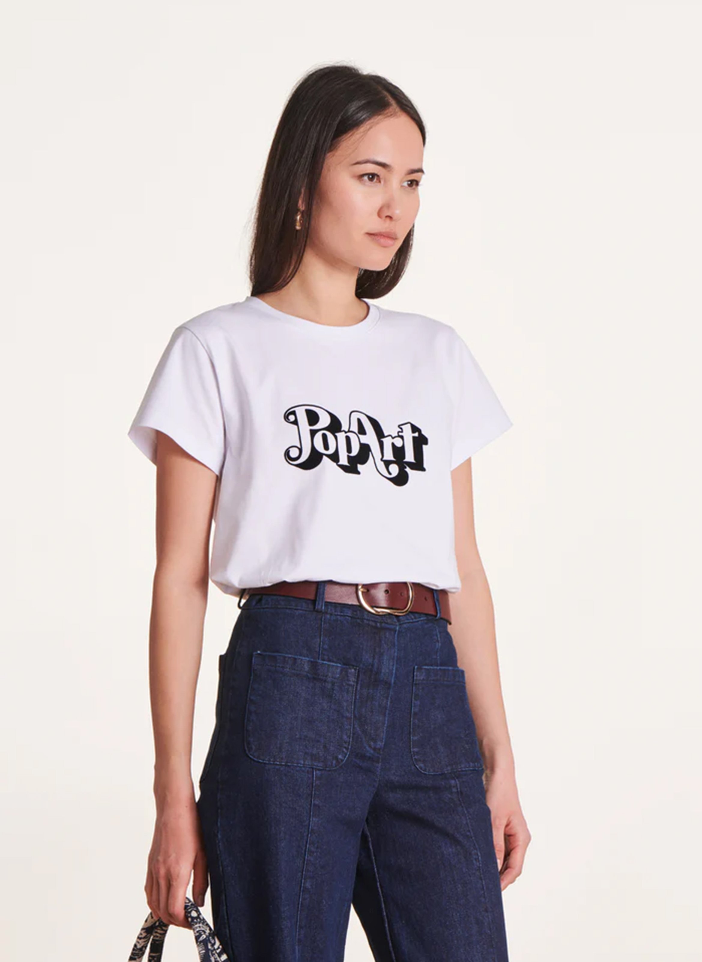 T-shirt femme coloris clair Stéphanie en rébus – La femme, la reine, la légende