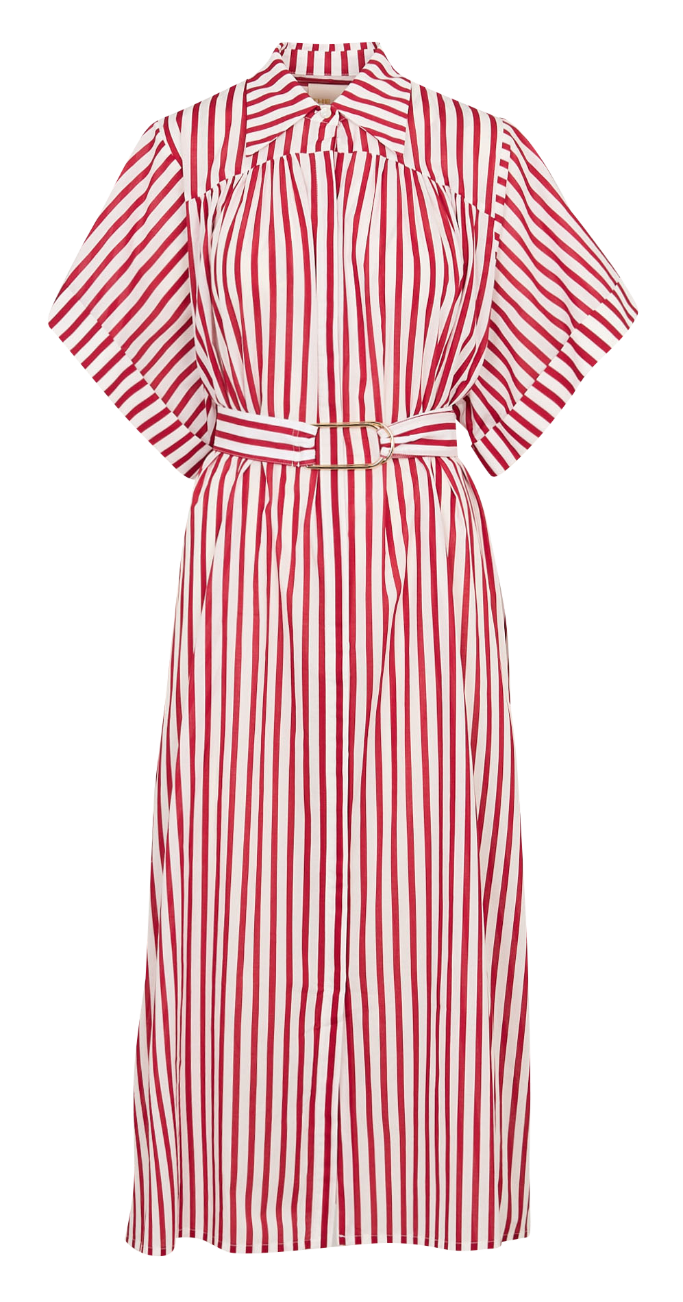 Long cotton dress with classic collar THE LABEL EDITION Red